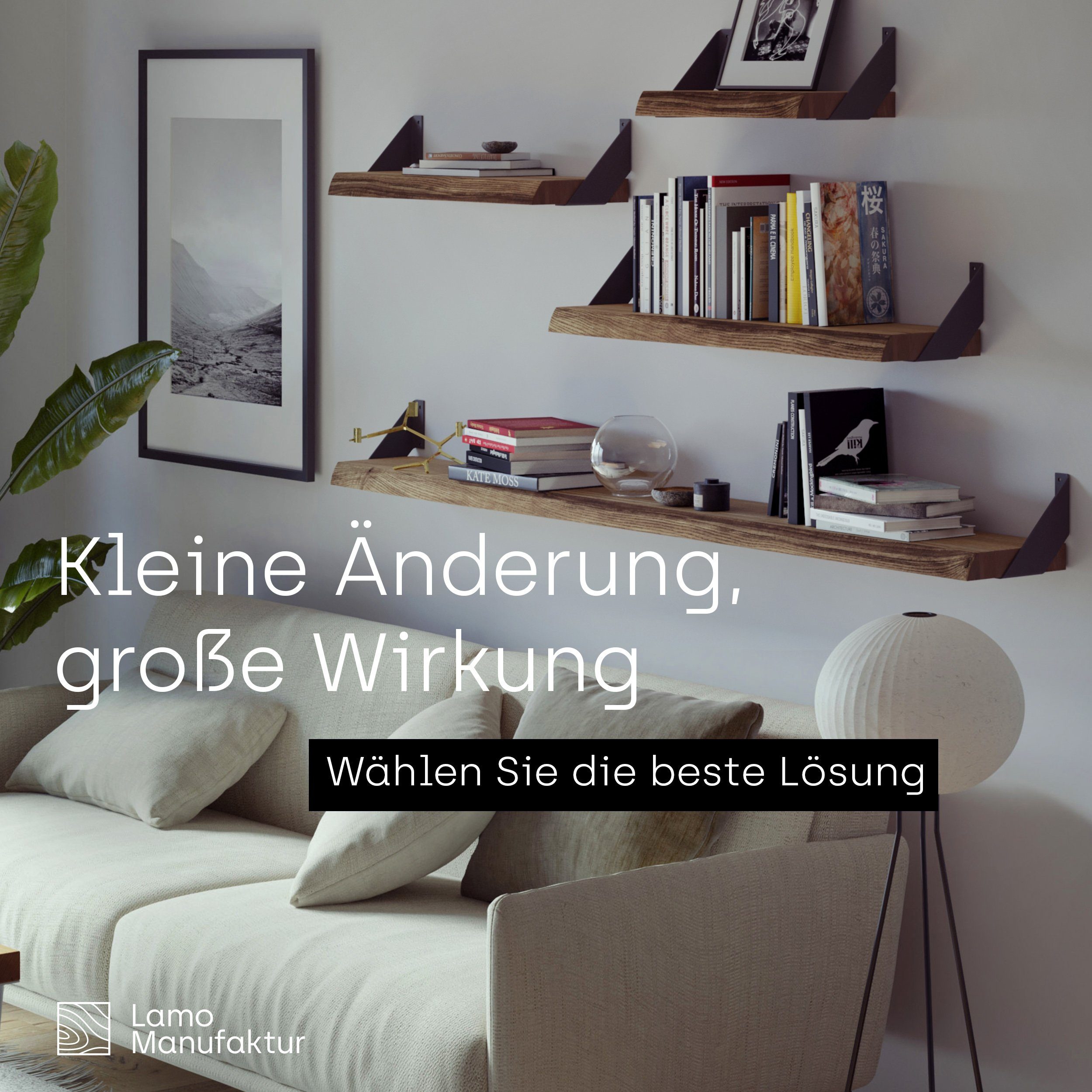 LAMO Manufaktur Wandregal Holz Baumkante Regal günstig online kaufen