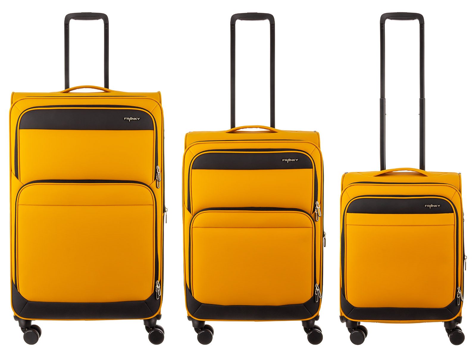 Franky Kofferset 3er Koffer SET Gr. L/M/S Reisegepäck T27-B Spinner, 4 Doppellenkrollen Rollen, (Stück, 1 tlg., 3), Dehnfalte TSA Schloss