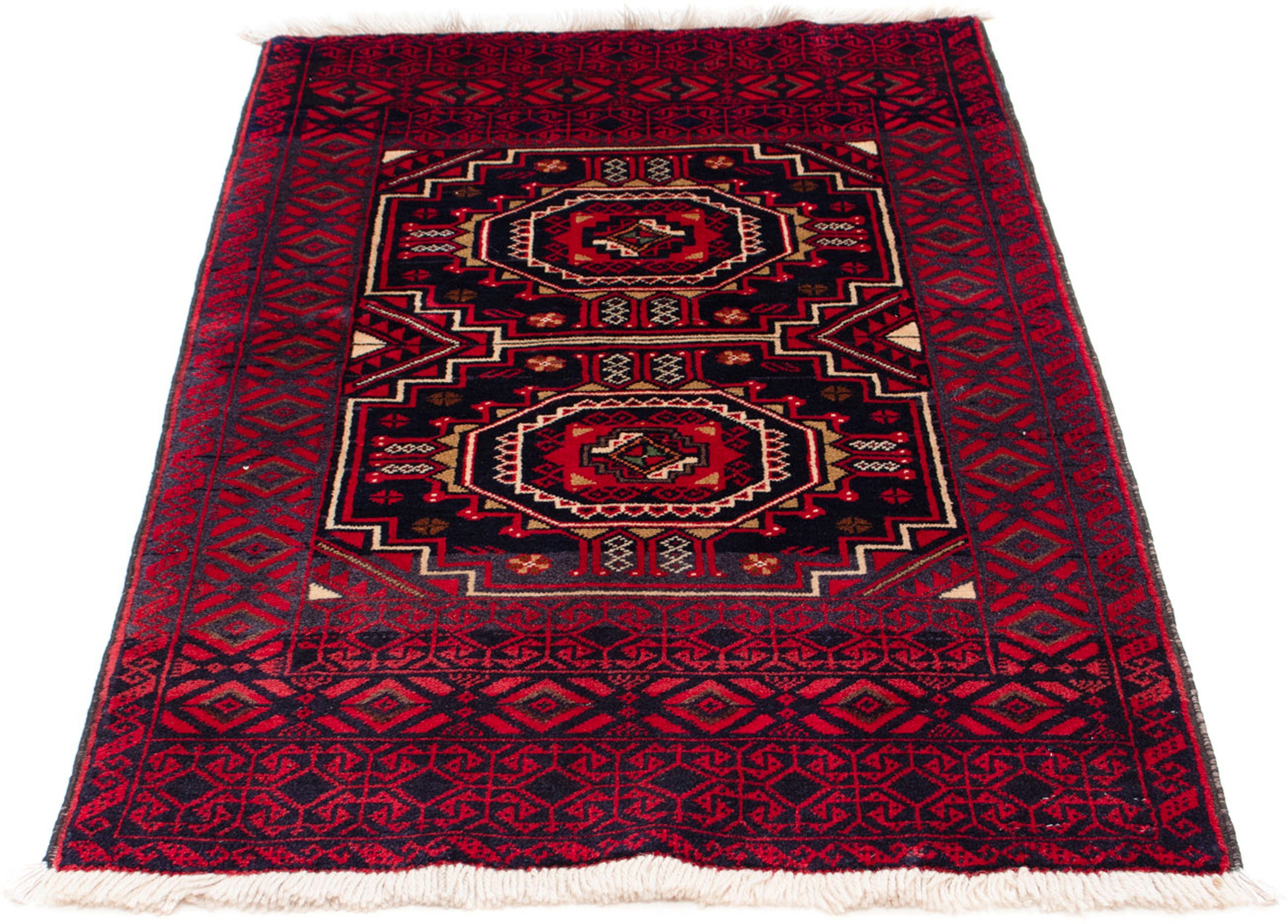 Orientteppich Belutsch - 146 x 84 cm - dunkelrot, morgenland, rechteckig, Höhe: 8 mm, Wohnzimmer, Handgeknüpft, Einzelstück mit Zertifikat