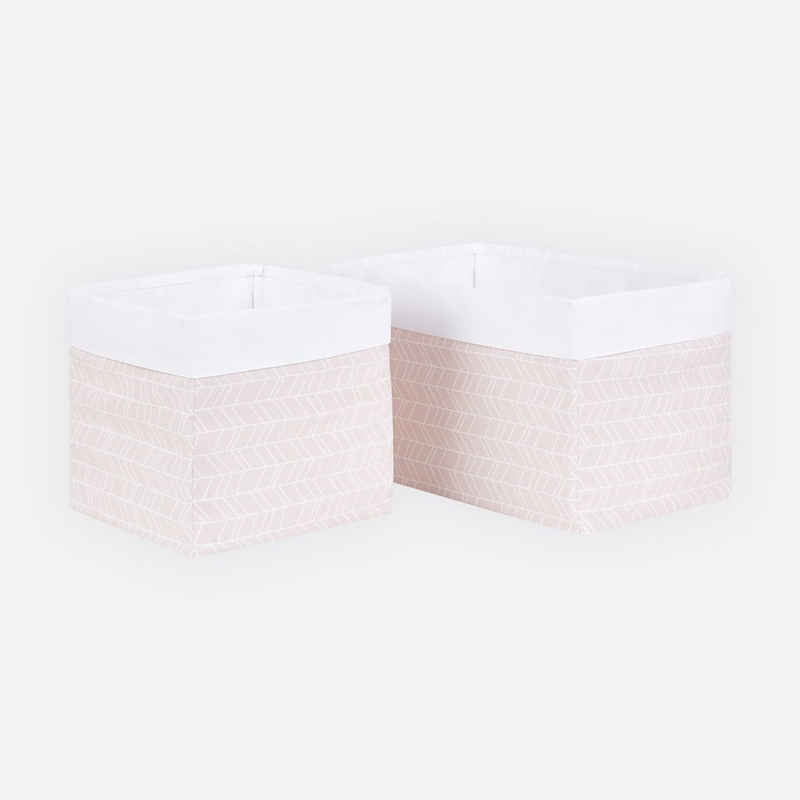 KraftKids Aufbewahrungskorb »weiße Feder Muster auf Rosa«, 3 Lagen Stoff, 100 % Baumwolle, Innen versteift