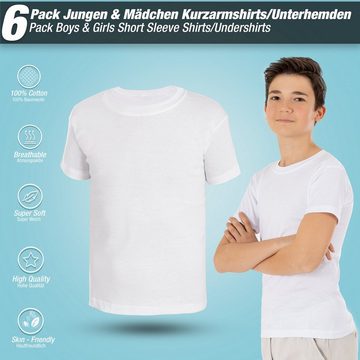 LOREZA Unterhemd Jungen & Mädchen Unterhemden Kurzarm Shirt - T-Shirt 100% Baumwolle (Spar-Packung, 6-St)