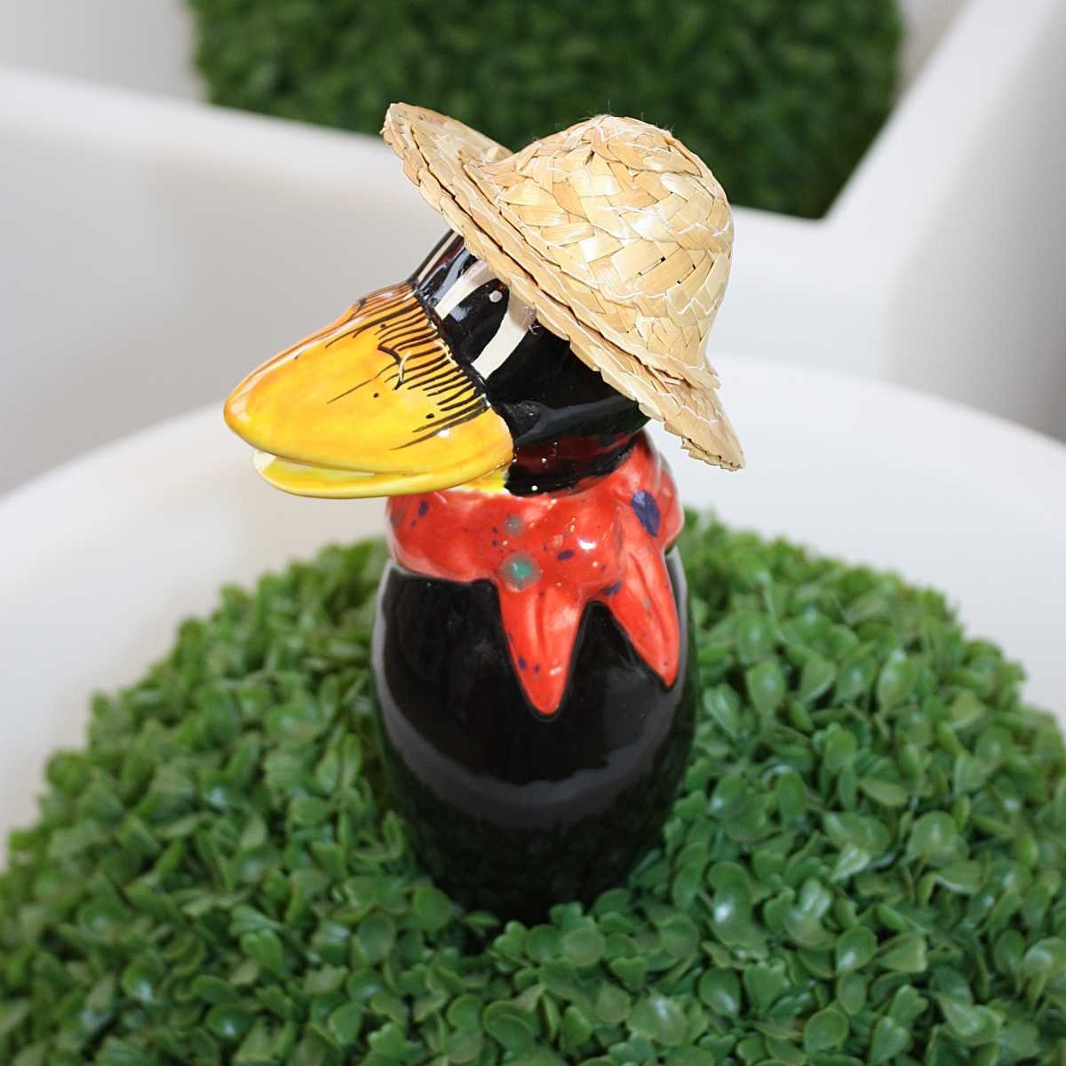Keramik-Rabe Hut Tangoo Sprenkeln, Halstuch mit mit Tangoo (Stück) rotes MINI Gartenfigur
