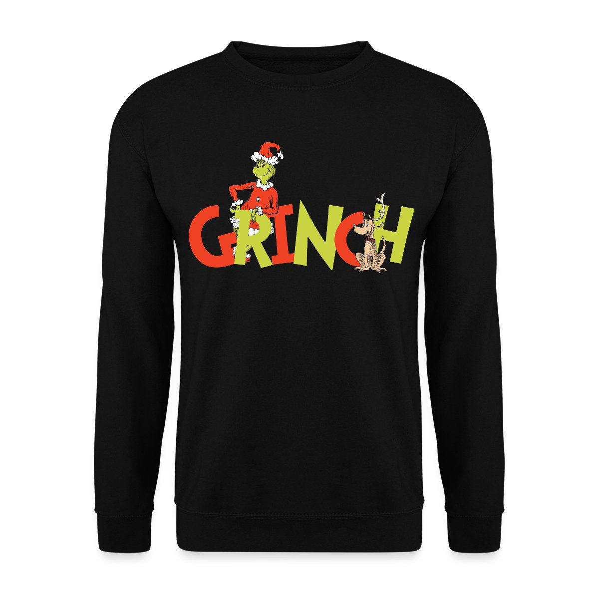 Sweatshirt Der Grinch Schriftzug Mit Grinch & Hund Max Unisex Pullover