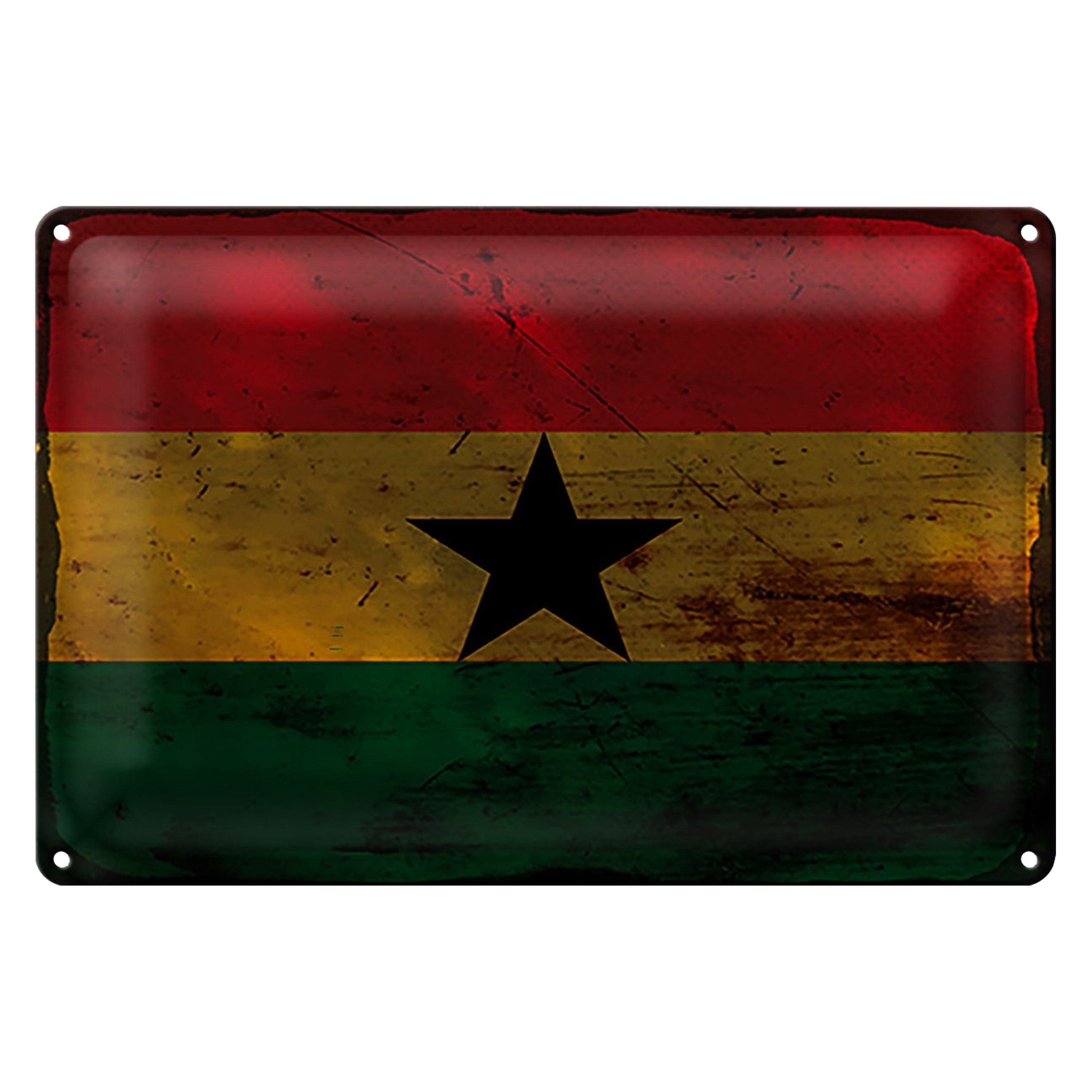 Roomando Metallschild Flagge Ghana 18x12cm Flag of Ghana Rost