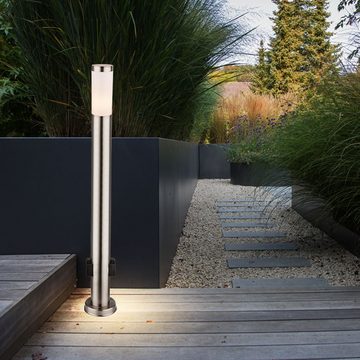 etc-shop LED Außen-Stehlampe, Leuchtmittel inklusive, Warmweiß, Farbwechsel, LED Außen Steh Stand Lampe Leuchte EDELSTAHL Garten