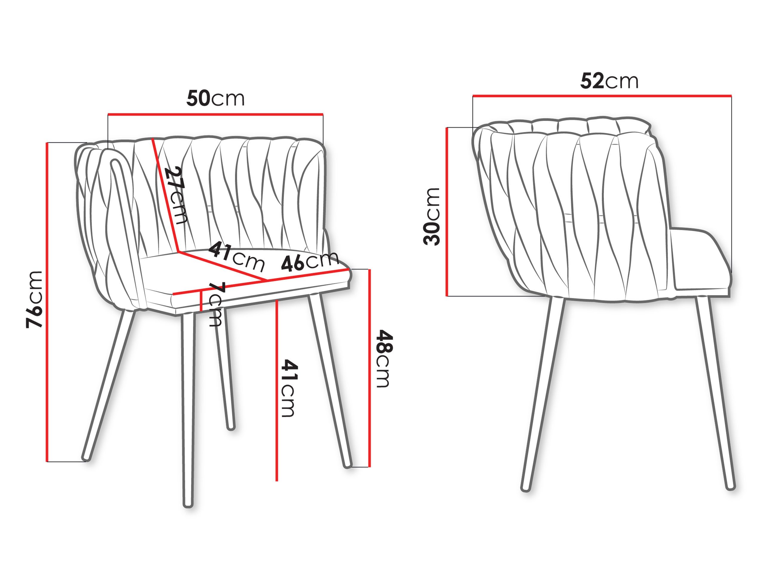 MIRJAN24 Stuhl Muz DC-1142/CM (2er-Set), 57x52x74 cm, Verchromte Metallfüße