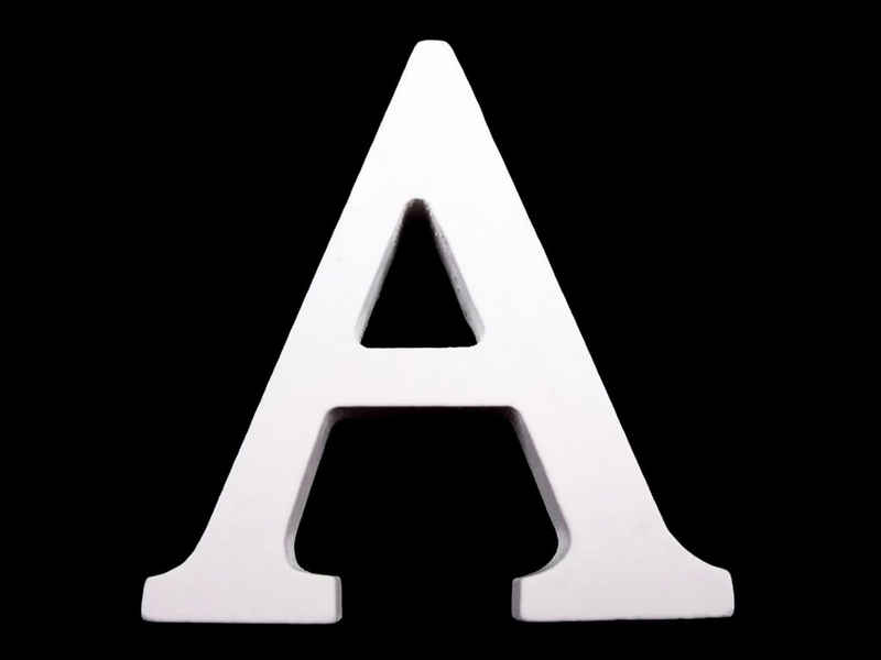 maDDma Deko-Buchstaben 3D Holzbuchstabe 8 cm, weiß, Einzelbuchstabe "A"