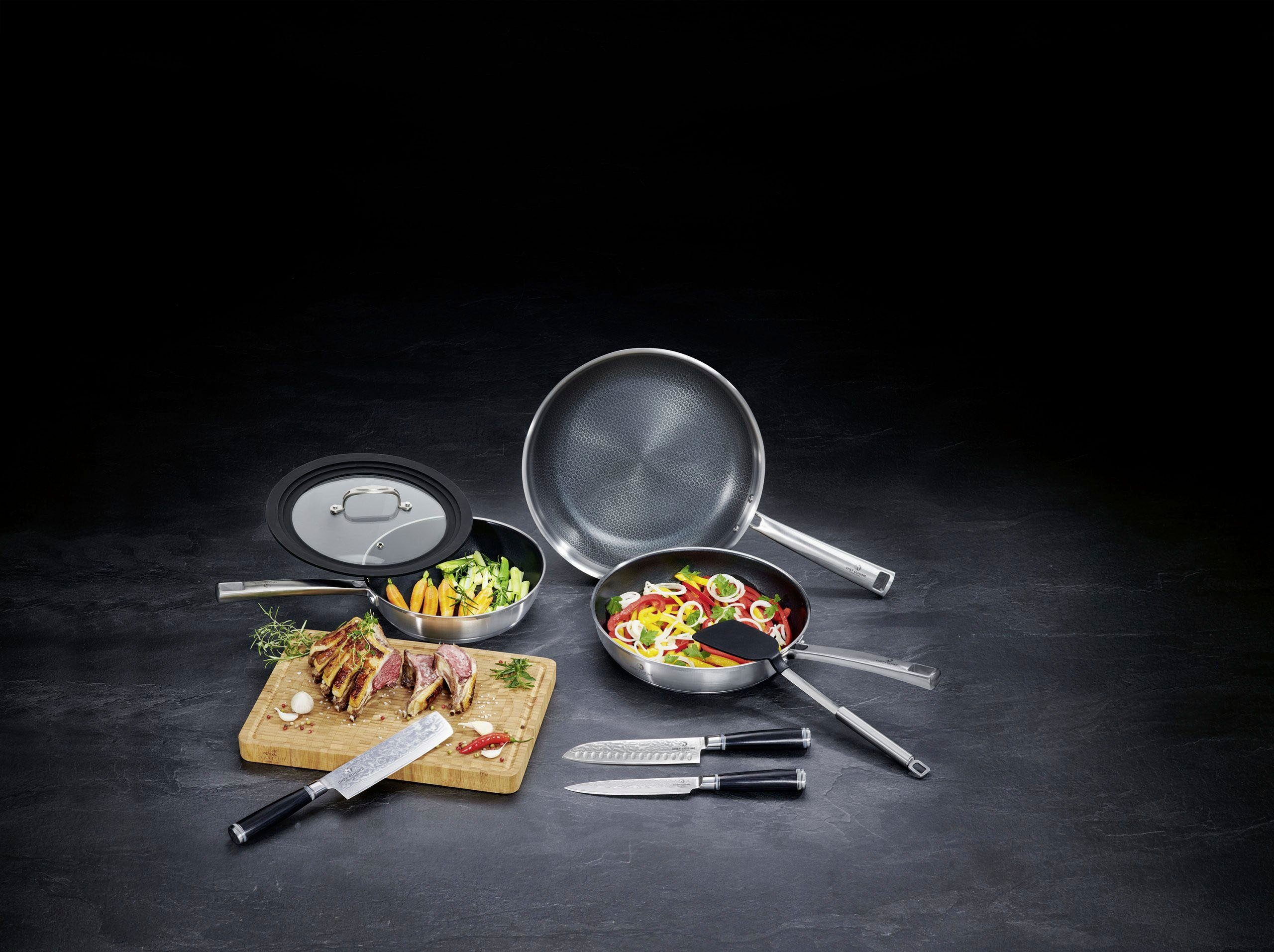 CHEF 5-tlg), (Set, Chef 18/10 Edelstahl CUISINE International Induktion Cuisine, Pfannen-Set