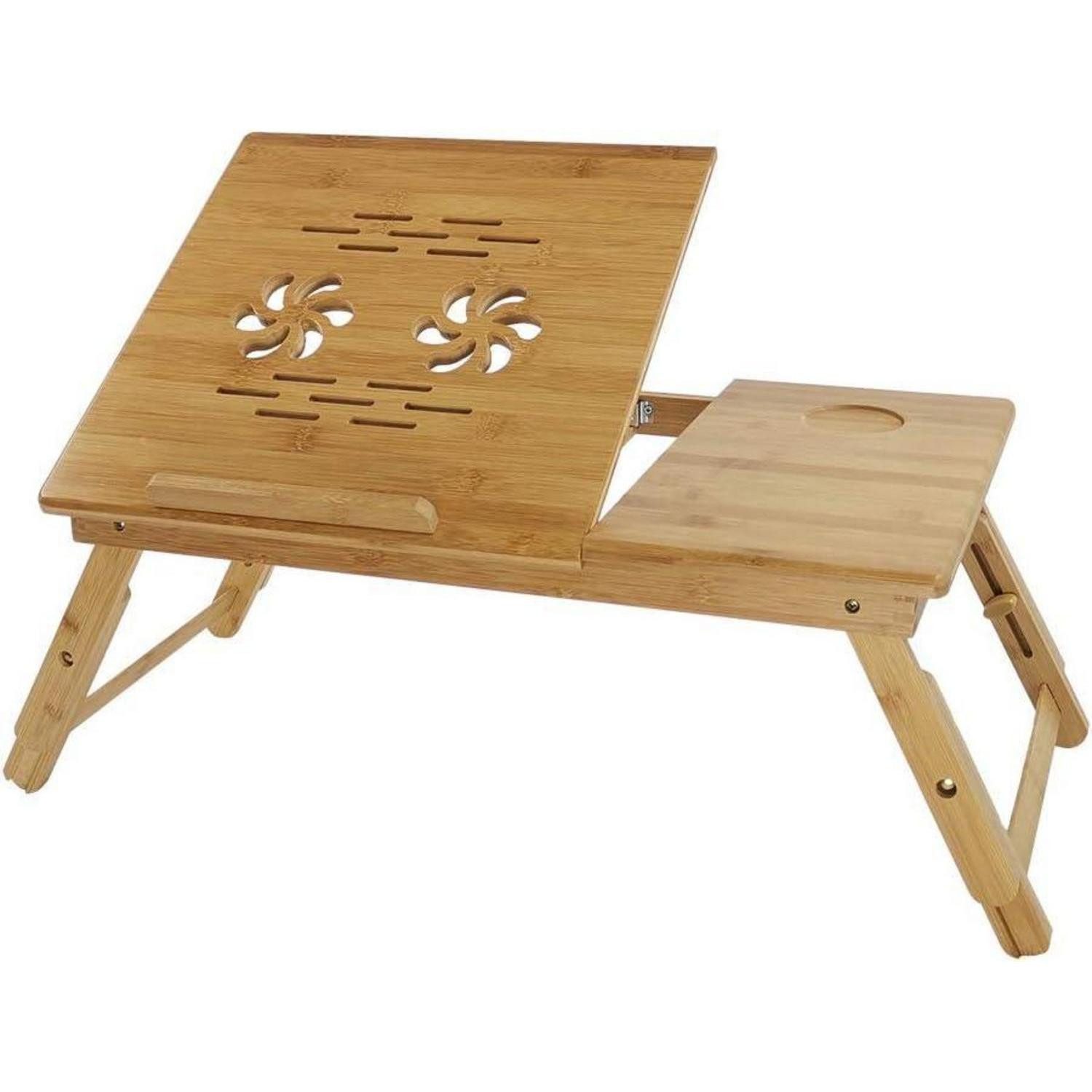 LuxusKollektion Laptop-Ständer Bambus Laptoptisch höhenverstellbar faltbar Gelb, (1-tlg)