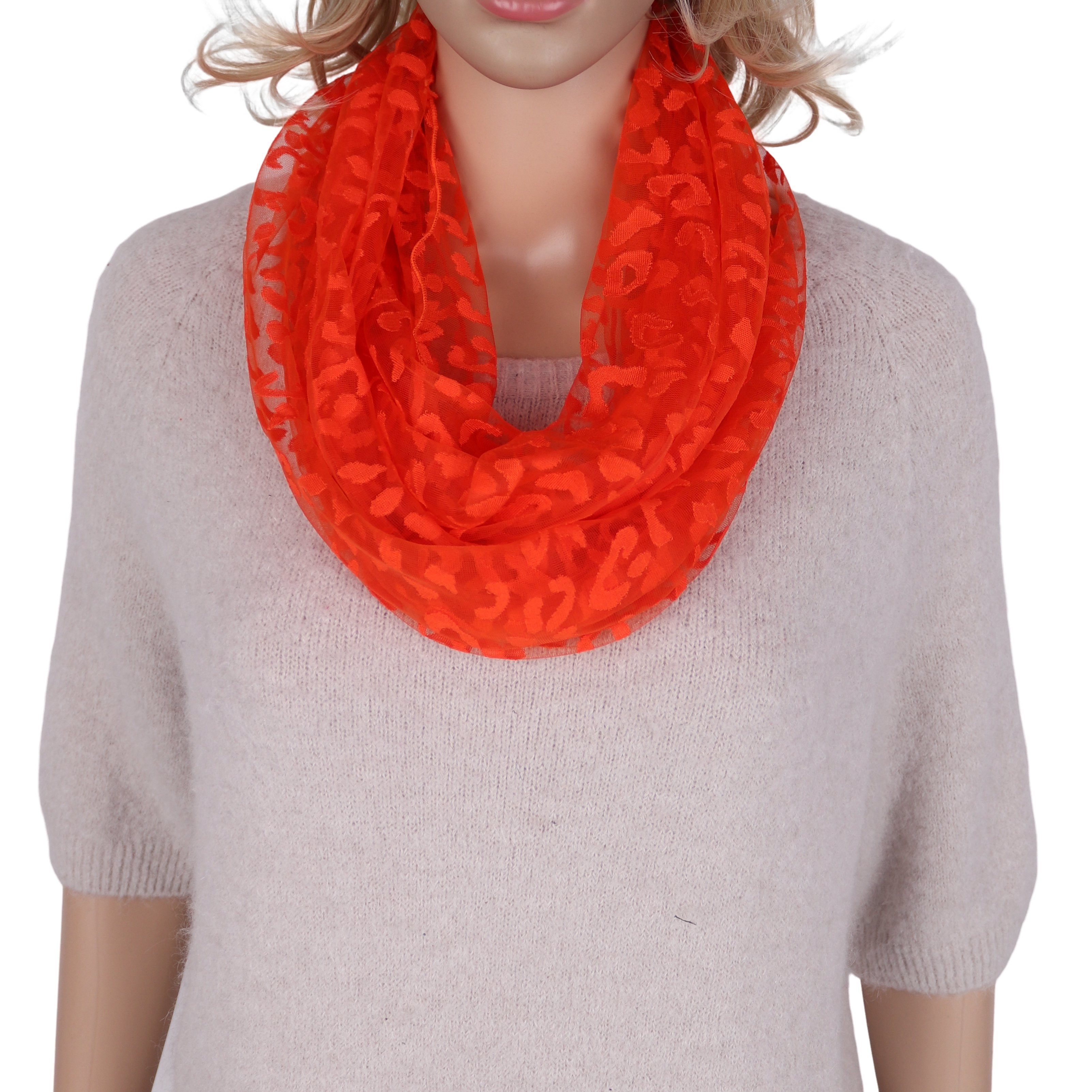 MIRROSI Loop Damen Schal Unifarbe HALBTRANSPARENT, Tolle Muster, Schlauchschal, (ca.160x38cm, zweimal um den Hals wickelbar), sehr leicht und angenehm zu tragen