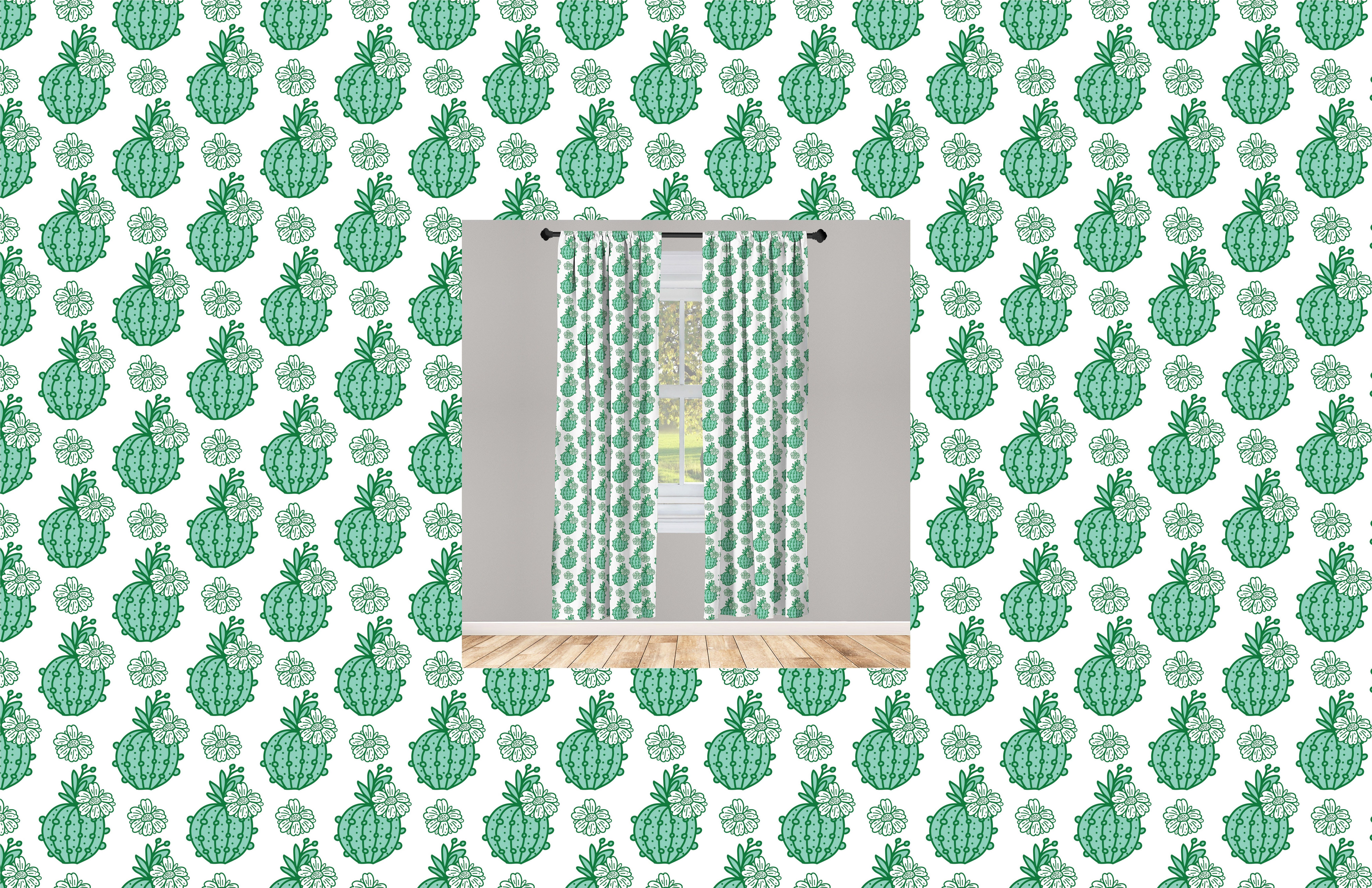 Gardine Vorhang für Microfaser, Dekor, Schlafzimmer Kaktus Blüten-Blumen-Kunst Cacti Wohnzimmer Abakuhaus