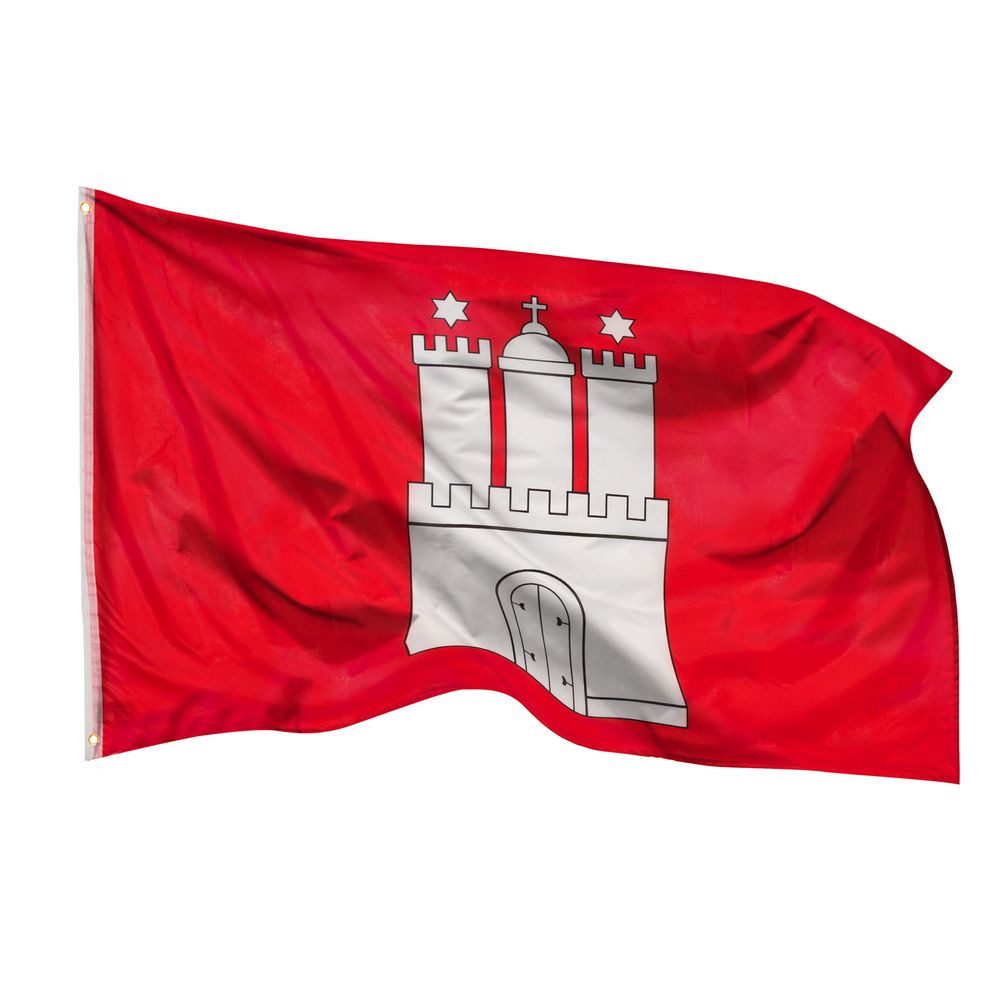 PHENO FLAGS Flagge Hamburg Flagge 90 x 150 cm Perle Fahne Norden (Hissflagge für Fahnenmast), Inkl. 2 Messing Ösen