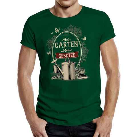 RAHMENLOS® T-Shirt Das Geschenk für Gartenfreunde "Mein Garten - meine Gesetze"