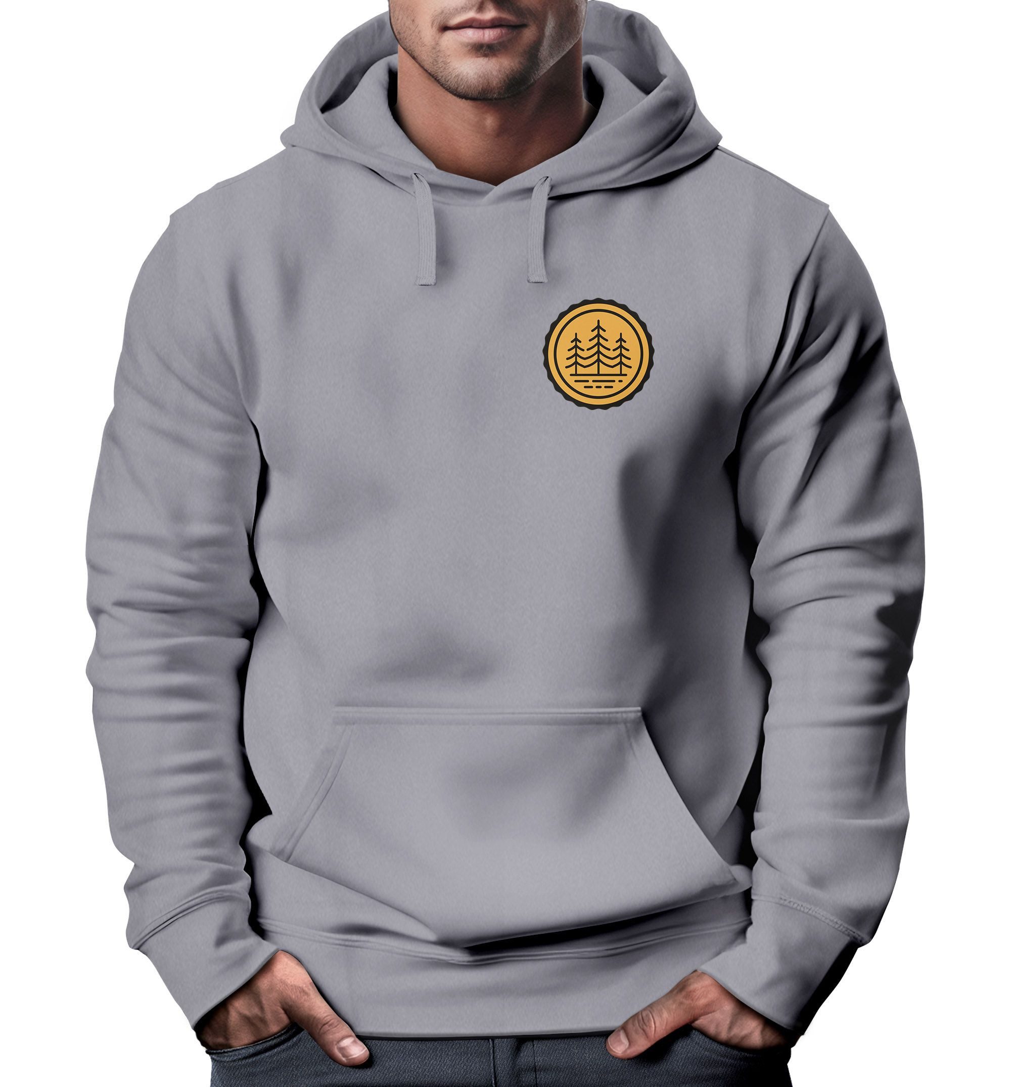 Neverless Hoodie Hoodie Herren Wald Bäume Logo Badge Naturliebhaber Outdoor günstig online kaufen