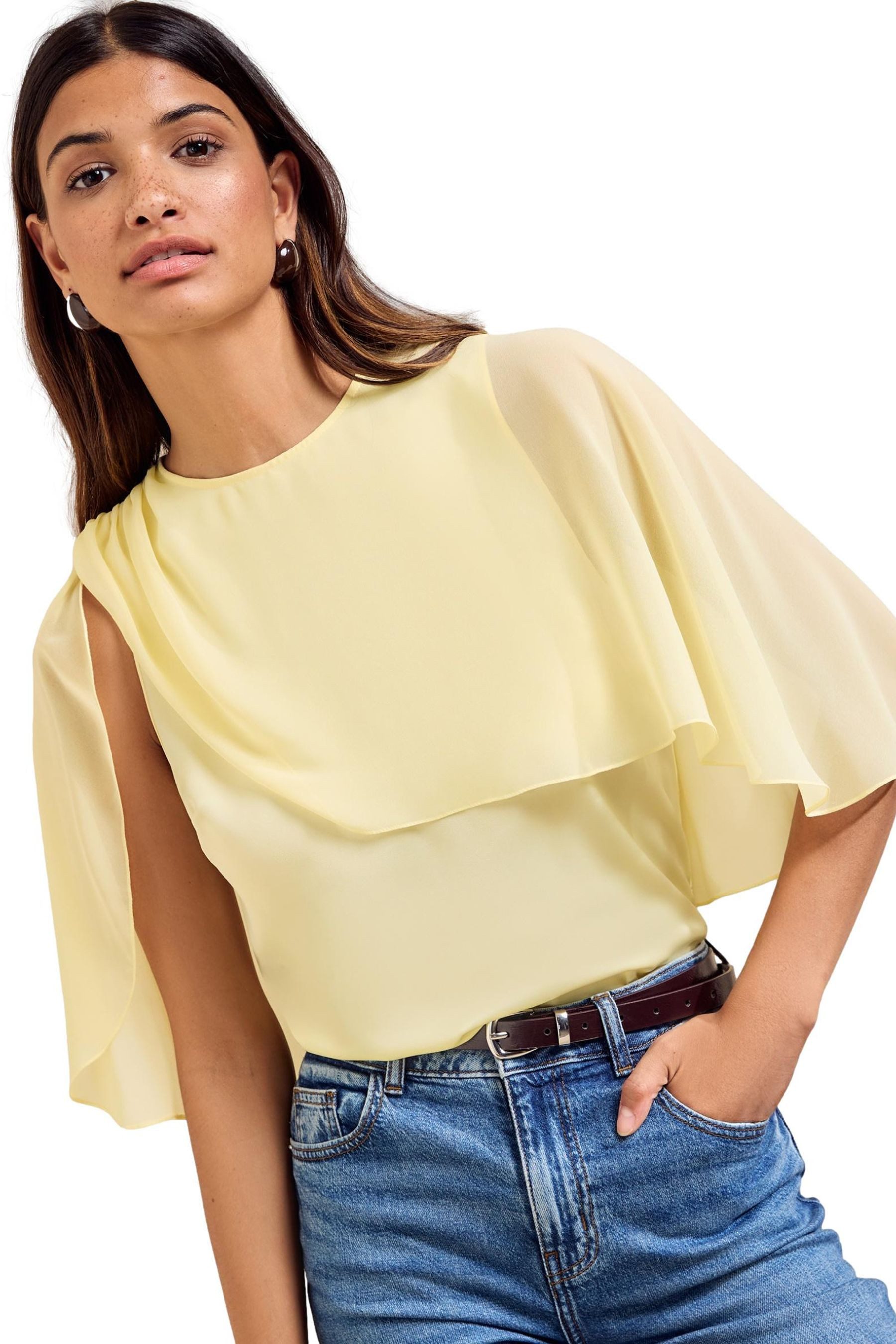 Friends Like These Kurzarmbluse Friends Like These Bluse mit Cape-Lage (1-tlg)