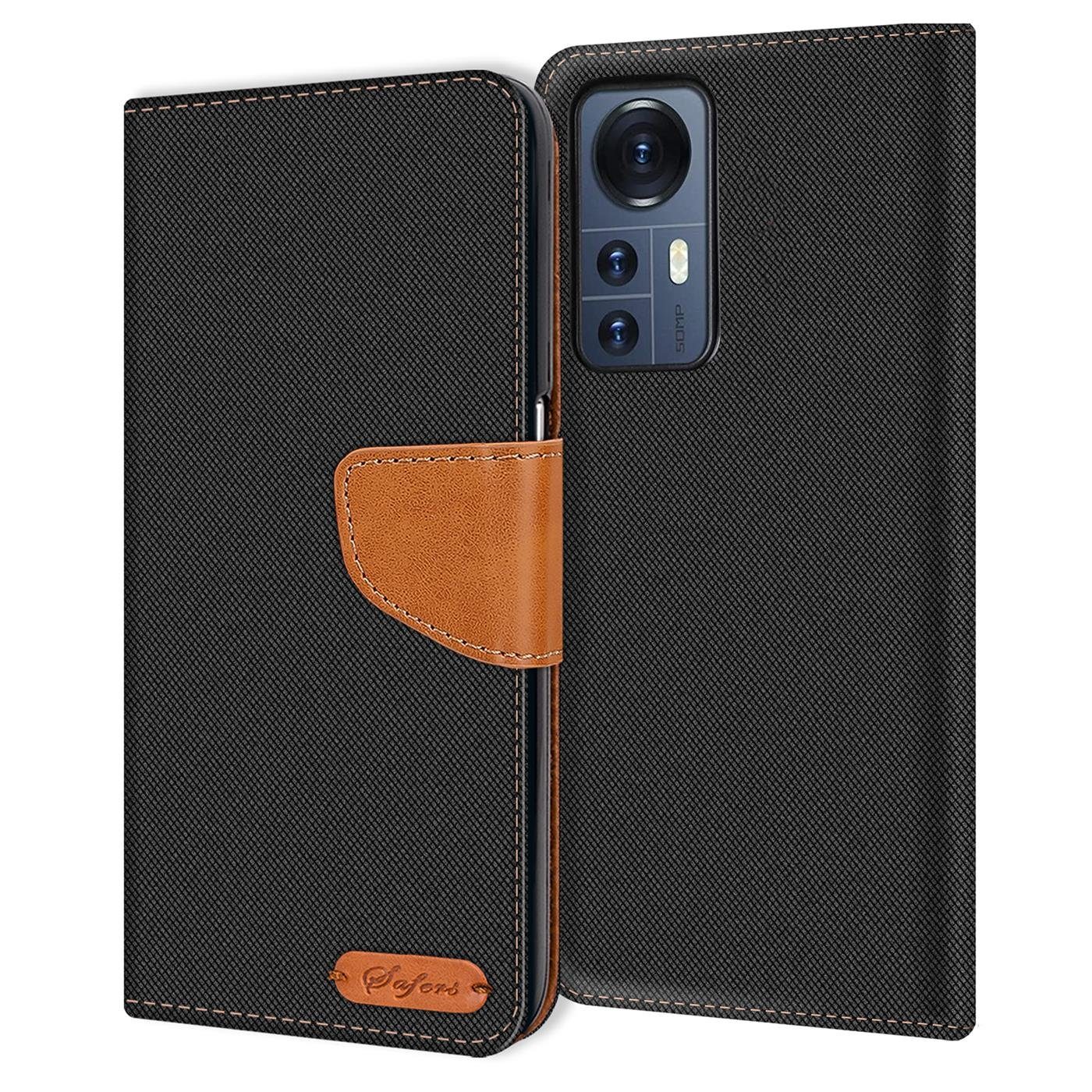 CoolGadget Handyhülle Denim Schutzhülle Flip Case für Xiaomi 12 Pro 6,73 Zoll, Book Cover Handy Tasche Hülle für Xiaomi 12 Pro Klapphülle