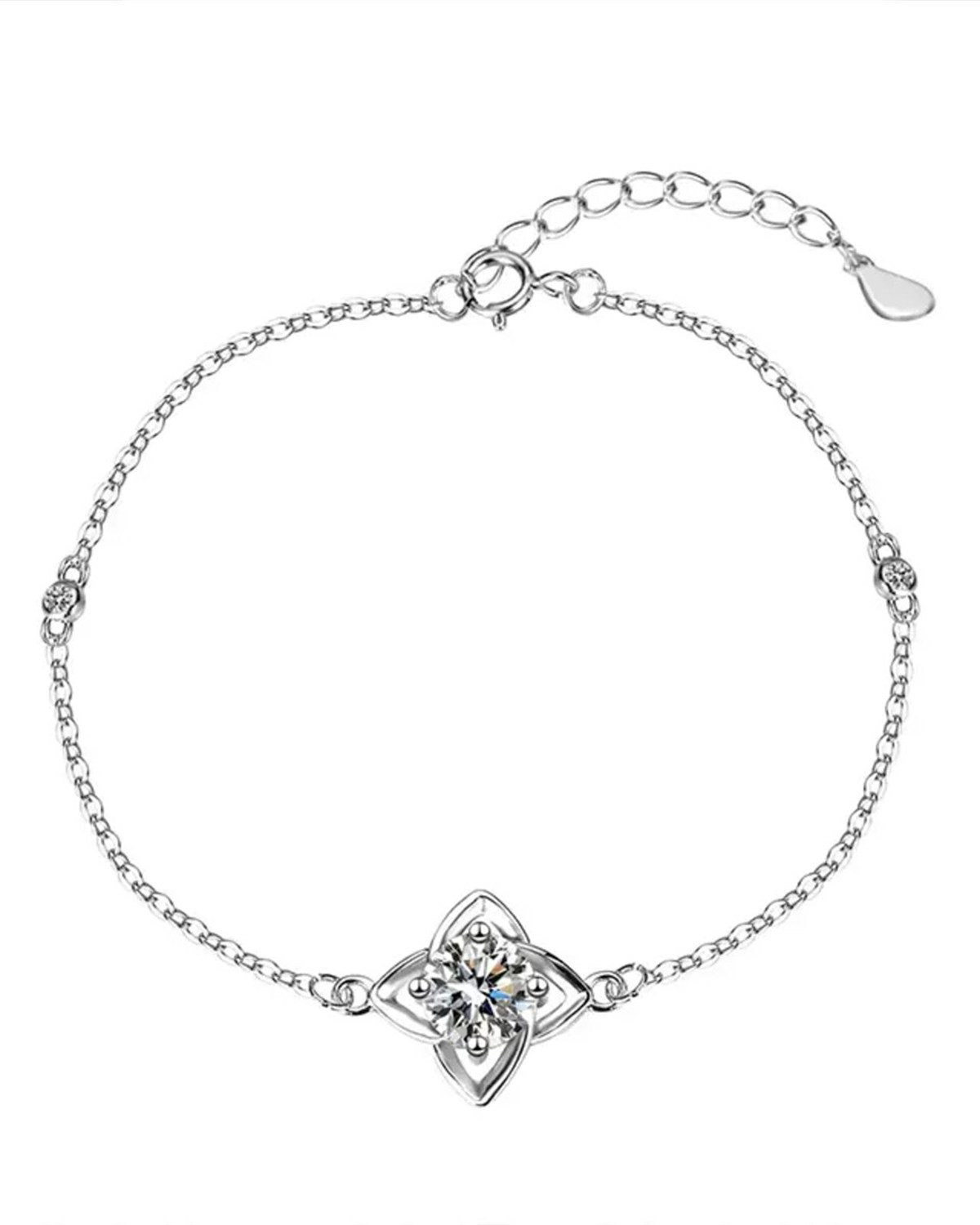 Staufergold Armkette Moissanit Armband „Single Stone“ 1 ct Silber, hypoallergen und wasserfest