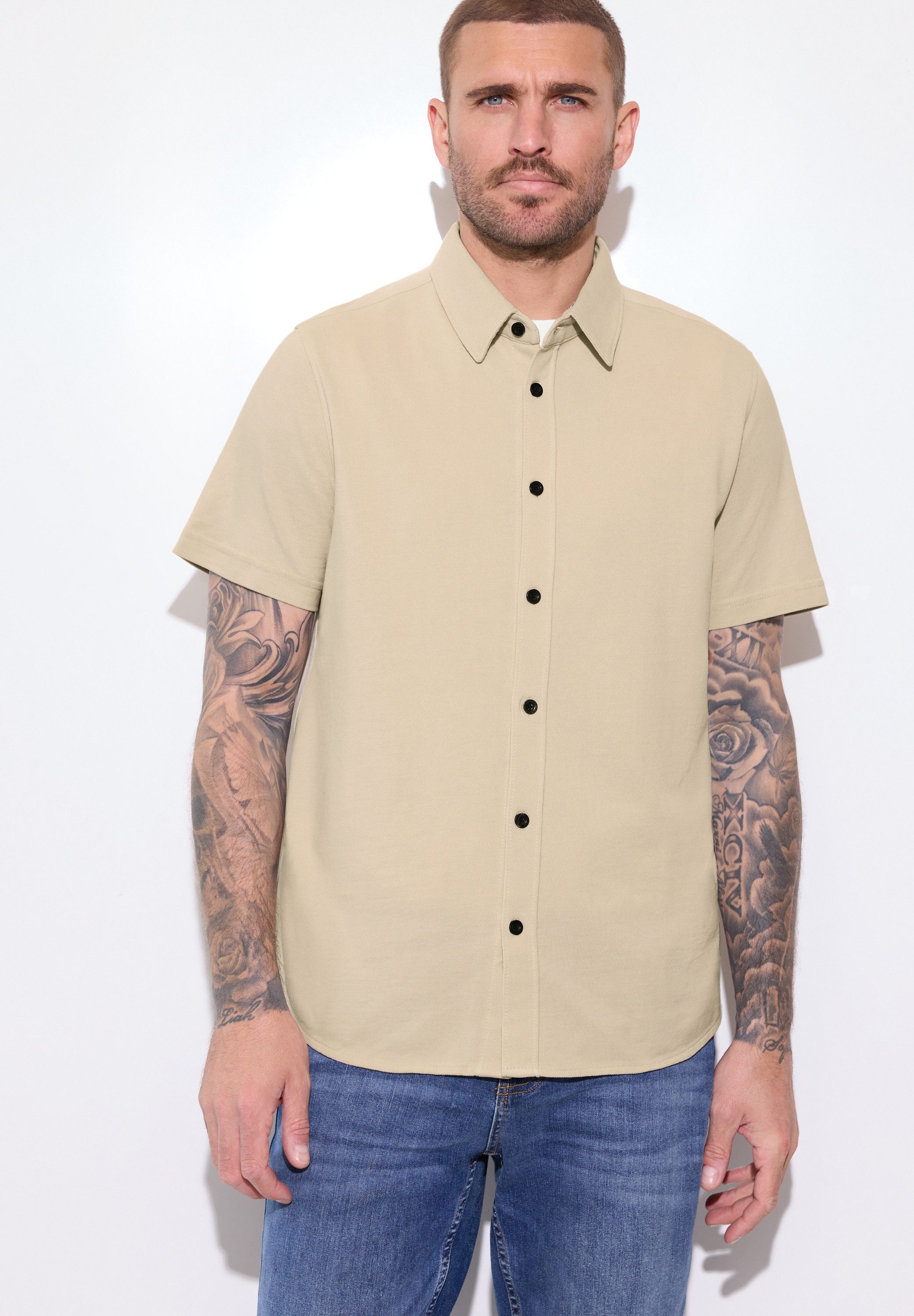 STREET ONE MEN Kurzarmhemd aus reiner Baumwolle
