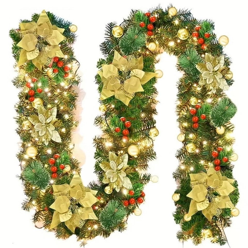 Kunstgirlande Weihnachtsgirlande Geschmückt mit LED Lichtern, günstig online kaufen