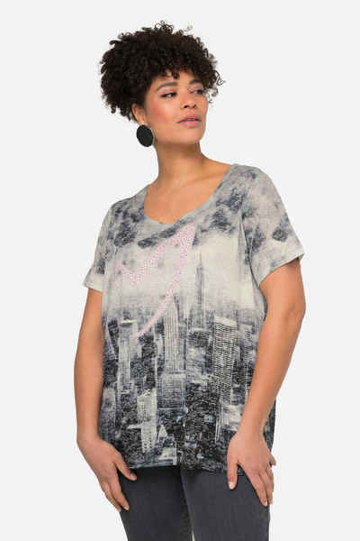 MIAMODA Rundhalsshirt T-Shirt Skyline-Druck mit Herz Rundhals Halbarm