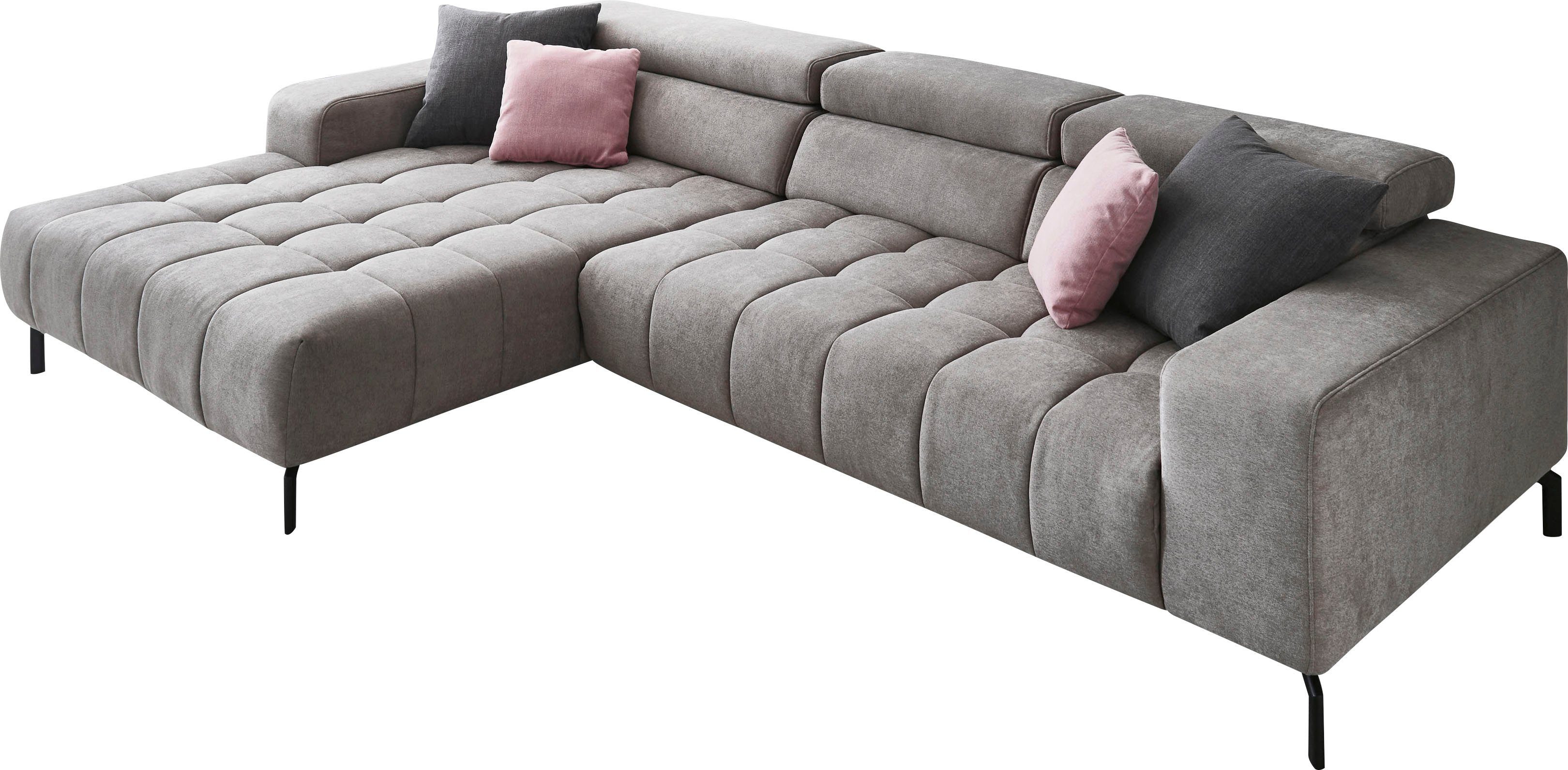 Die PlanBar Ecksofa MP-IN18022 L-Form, mit Kopfteilverstellung & Zierkissen, optional Sitztiefenverstellung