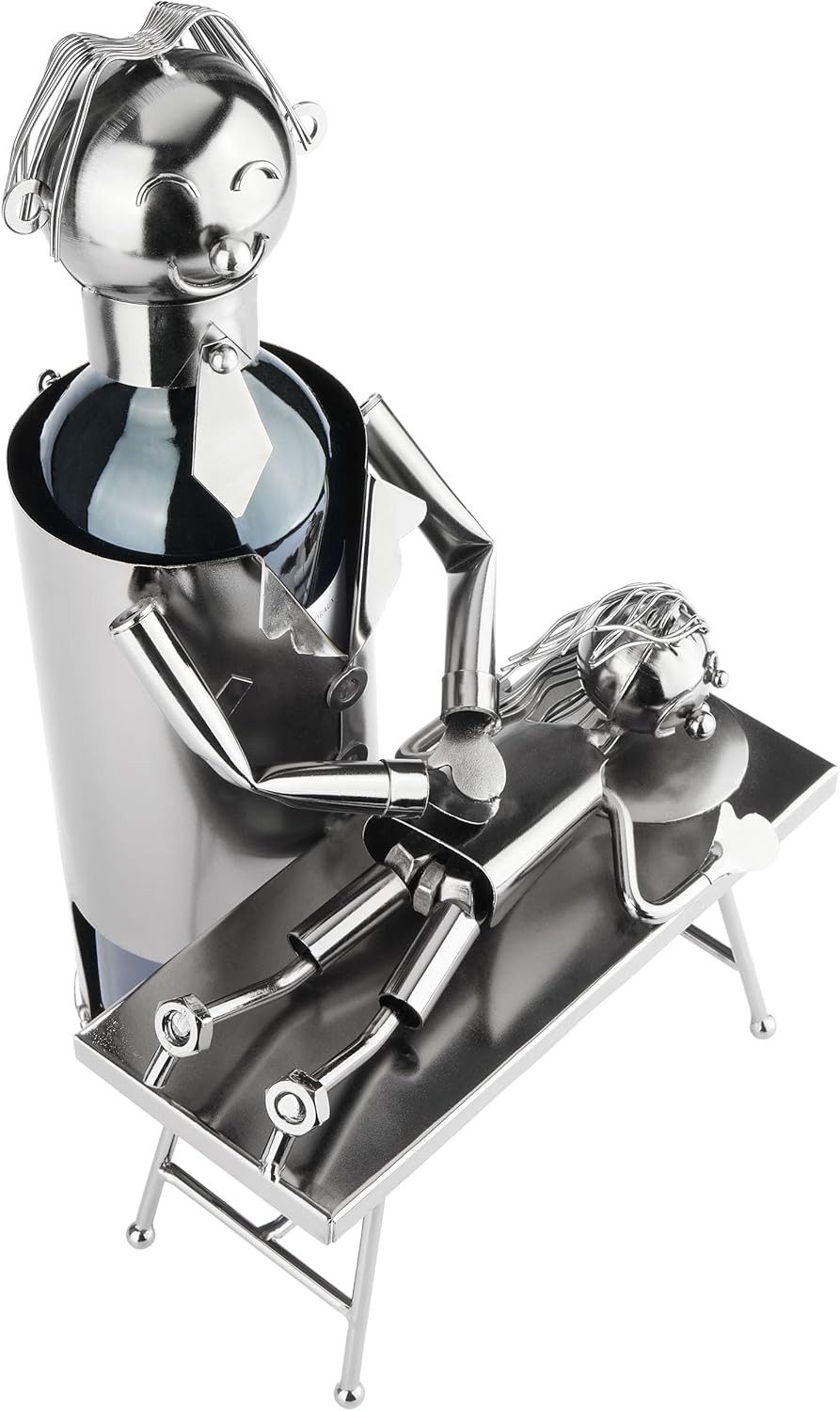 BRUBAKER Weinflaschenhalter Physiotherapeut - Metall Flaschenhalter Physiotherapie, (Metall-Skulptur, 1-St., inklusive Grußkarte), Wein Geschenk für Masseure un – Bild 4 von 5