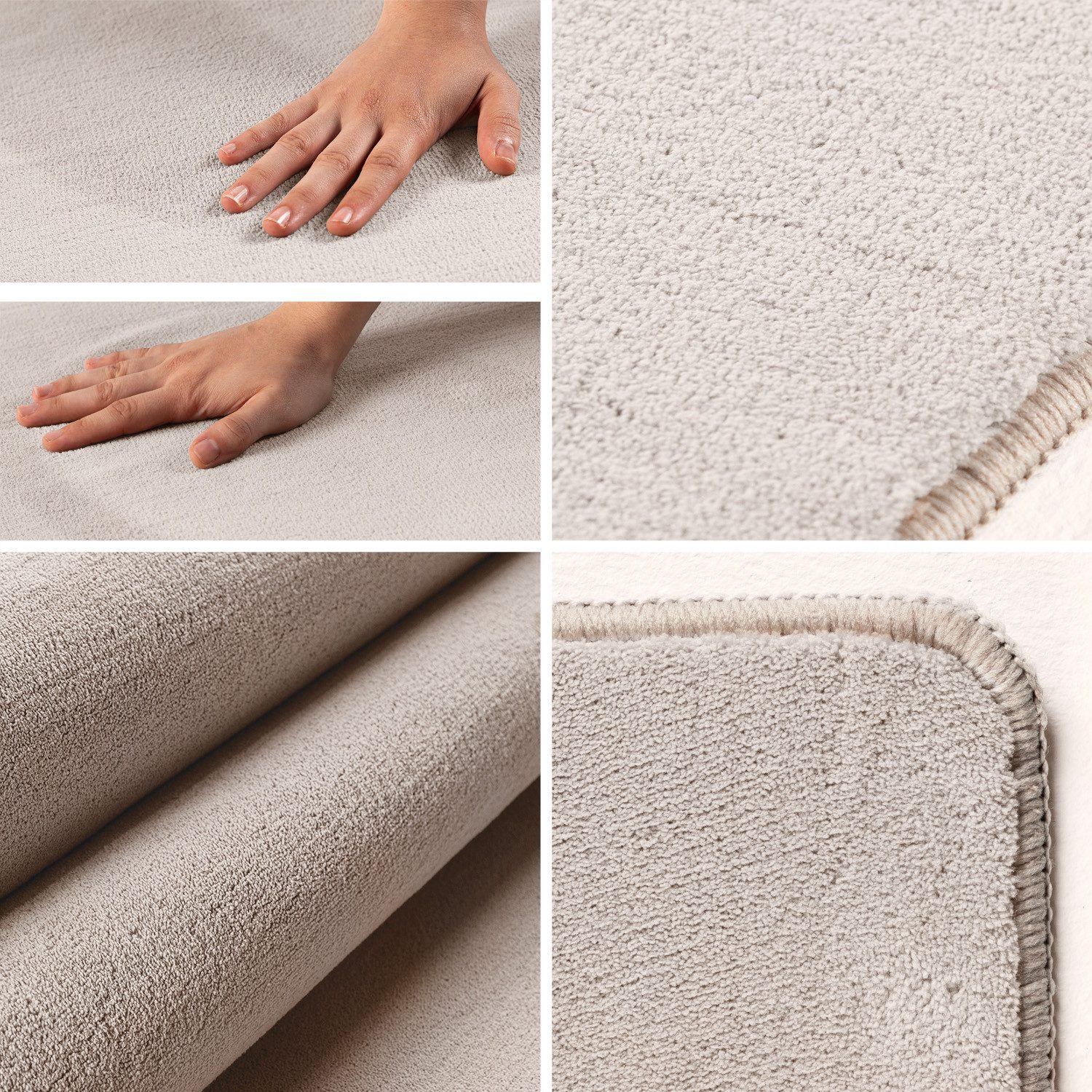 Teppium Teppich Unicolor - Einfarbig, Rechteckig, Höhe: 7 mm, Kurzflor Rund Teppich Anti-Rutsch Rückseite Waschbar Flauschiger