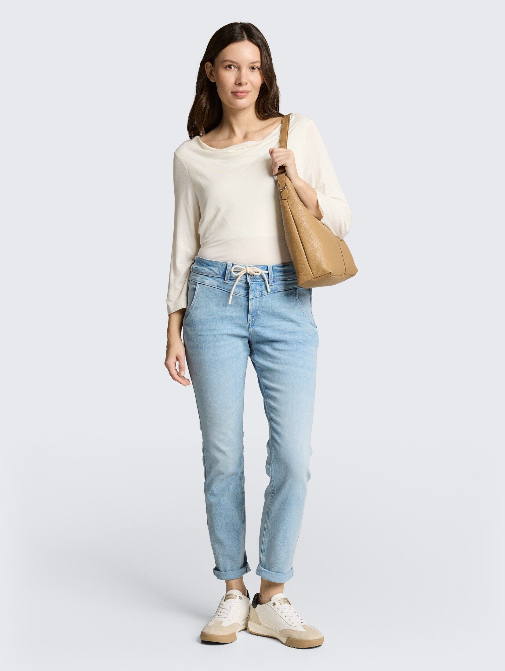 TOM TAILOR Gerade Jeans Jeanshosen TTMAYA TAPERED Stretch Jeans mit Kordelz günstig online kaufen