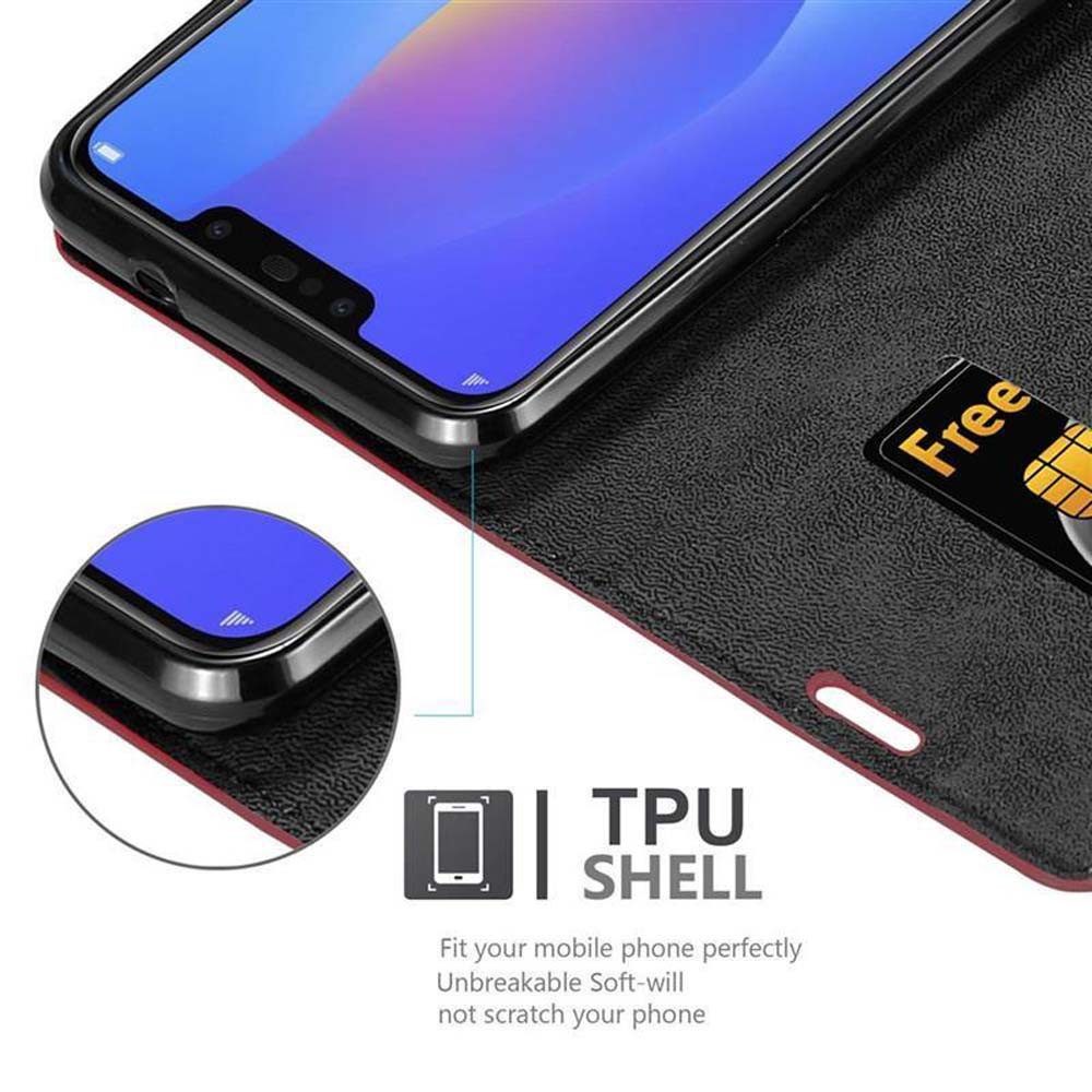 Cadorabo Handyhülle für Samsung Galaxy J4 PLUS Hülle Samsung Galaxy J4 PLUS, Hülle Schutzhülle mit Standfunktion, Magnetverschluss und Kartenfach