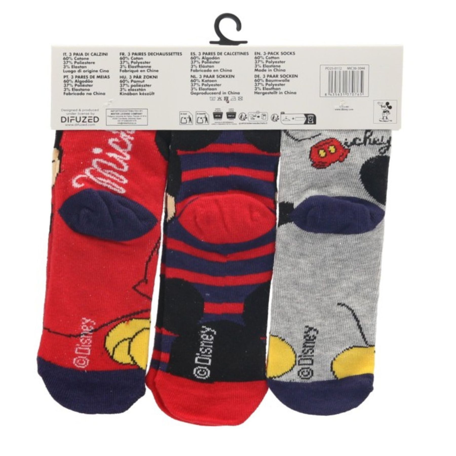Disney Mickey Mouse Socken Kinder Socken 3er-Pack farbenfroh & bequem (3-Paar)