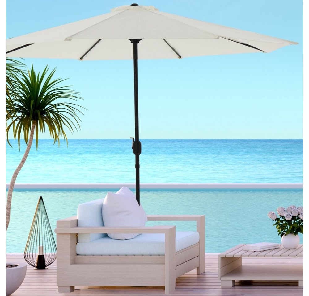 Thumbnail - Feel2Home Sonnenschirm Sonnenschirm Marktschirm Ø3m LED Beleuchtung Strandschirm grau/beige, Premium-Sonnenschirm, LED-B...