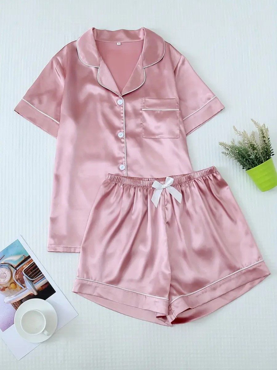Elegant Love Shorty Damen Satin Pyjama Set – elegante Sommer Nachtwäsche & günstig online kaufen