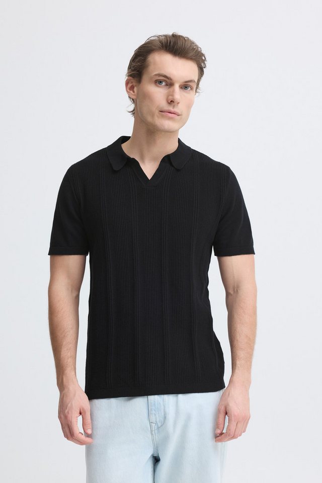 Blend Polokragenpullover BHBARON SPLIT POLO PPNOOS aus Baumwolle, Regular Fit, unifarben, Kurzarm, mit V-Ausschnitt