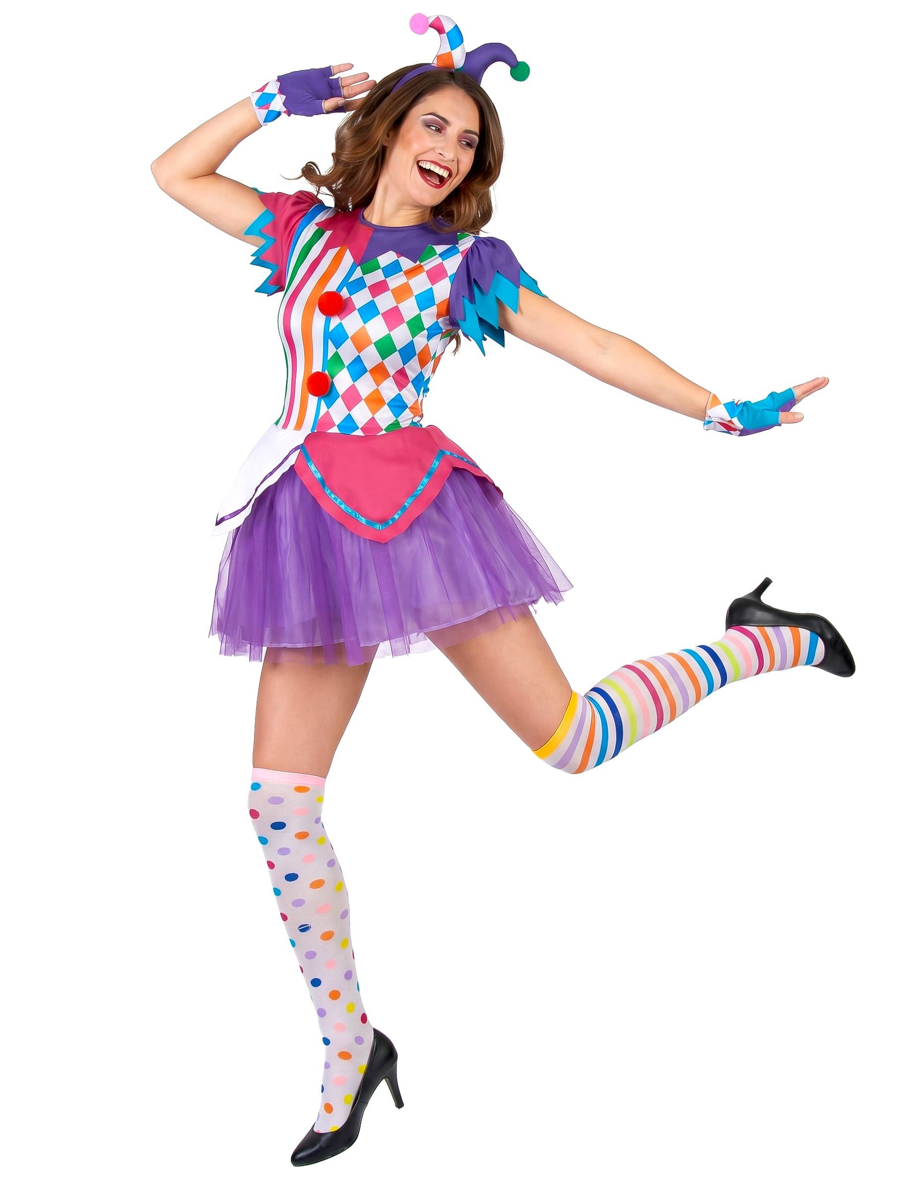 Kostüm Kostüm Harlekin für Damen bunt