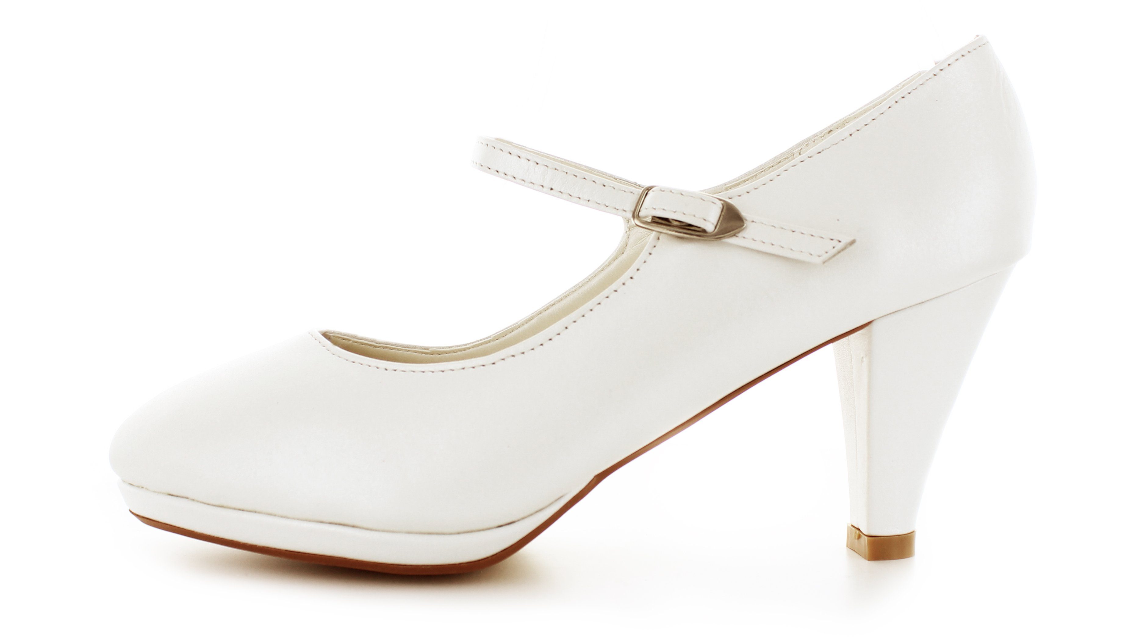 White Lady 836 Leder Brautschuhe mit Spange Spangenpumps
