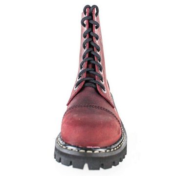 ANGRY ITCH Angry Itch 08-Loch Leder Stiefel Vintage Bordeaux Größe 42 Schnürstiefel aus echtem Leder, mit Stahlkappe