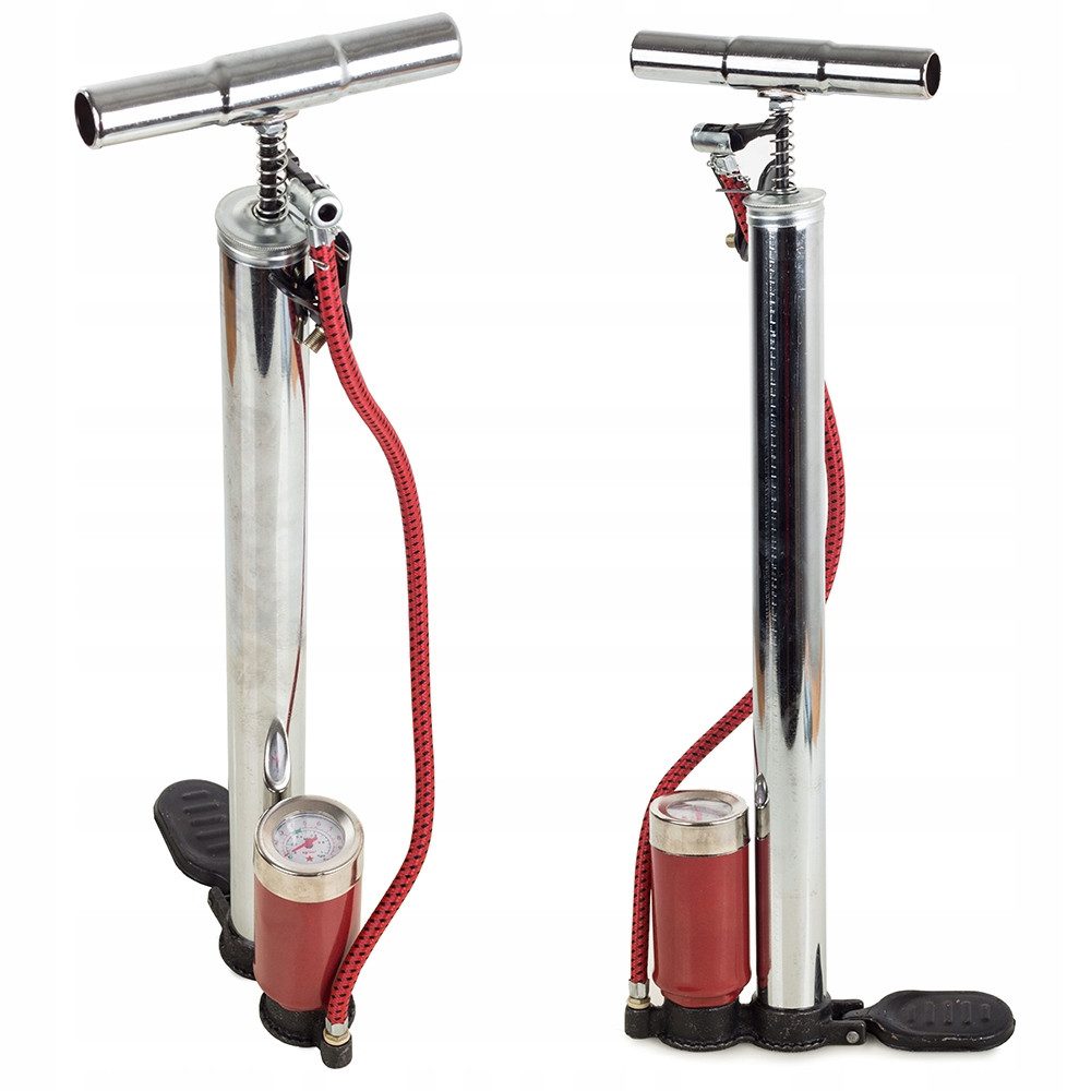 VERK GROUP Fußpumpe Fußpumpe Standpumpe Metall mit Manometer 55 cm Luftpumpe (1-tlg), Integriertes Manometer, Robuste Metallkonstruktion