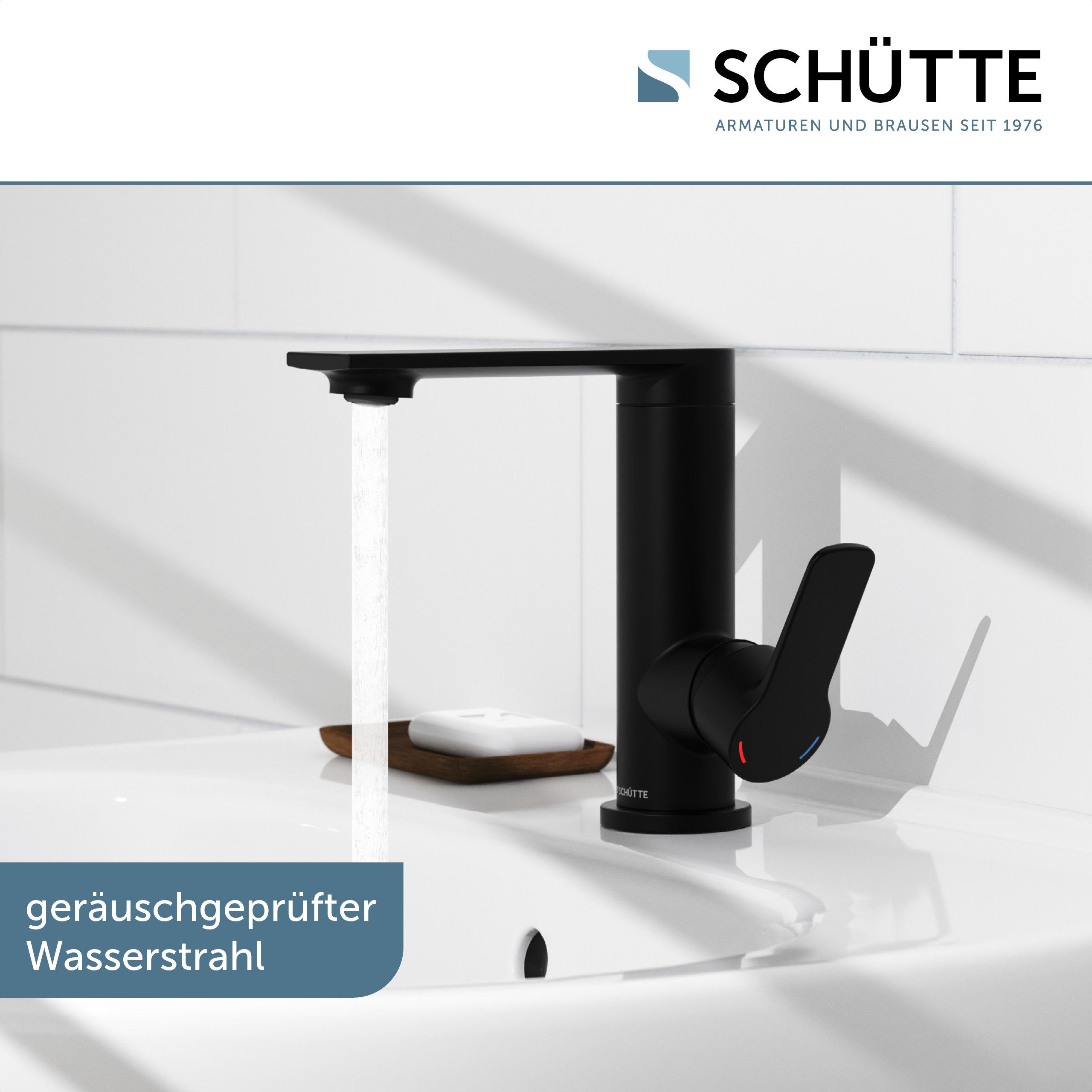 Schütte Waschtischarmatur ARIZONA Wasserhahn Ablaufgarnitur Exzenter Energiesparende Cold-Start-Funktion