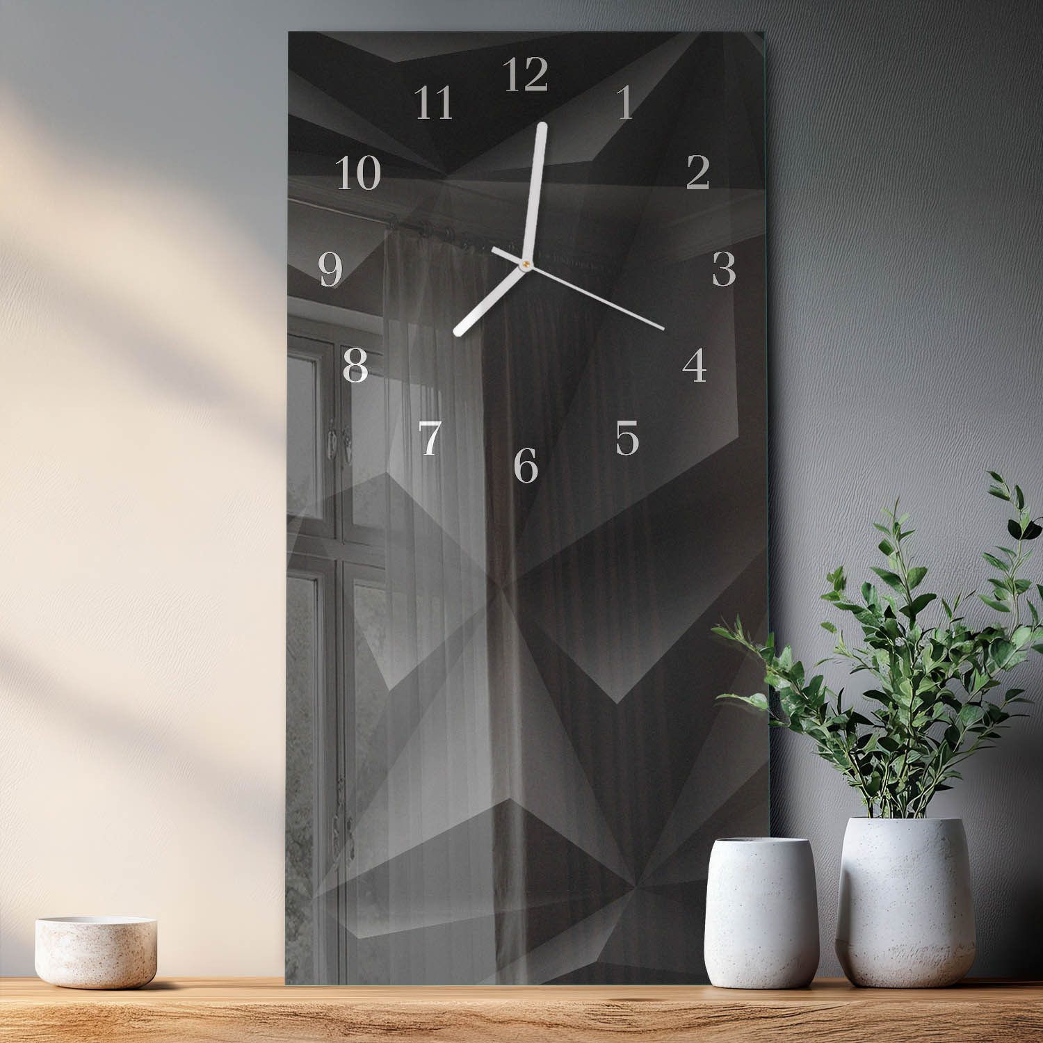 Tulup Wanduhr Moderne Wanduhr für stilvolle Raumgestaltung (Muster, Schwarz)