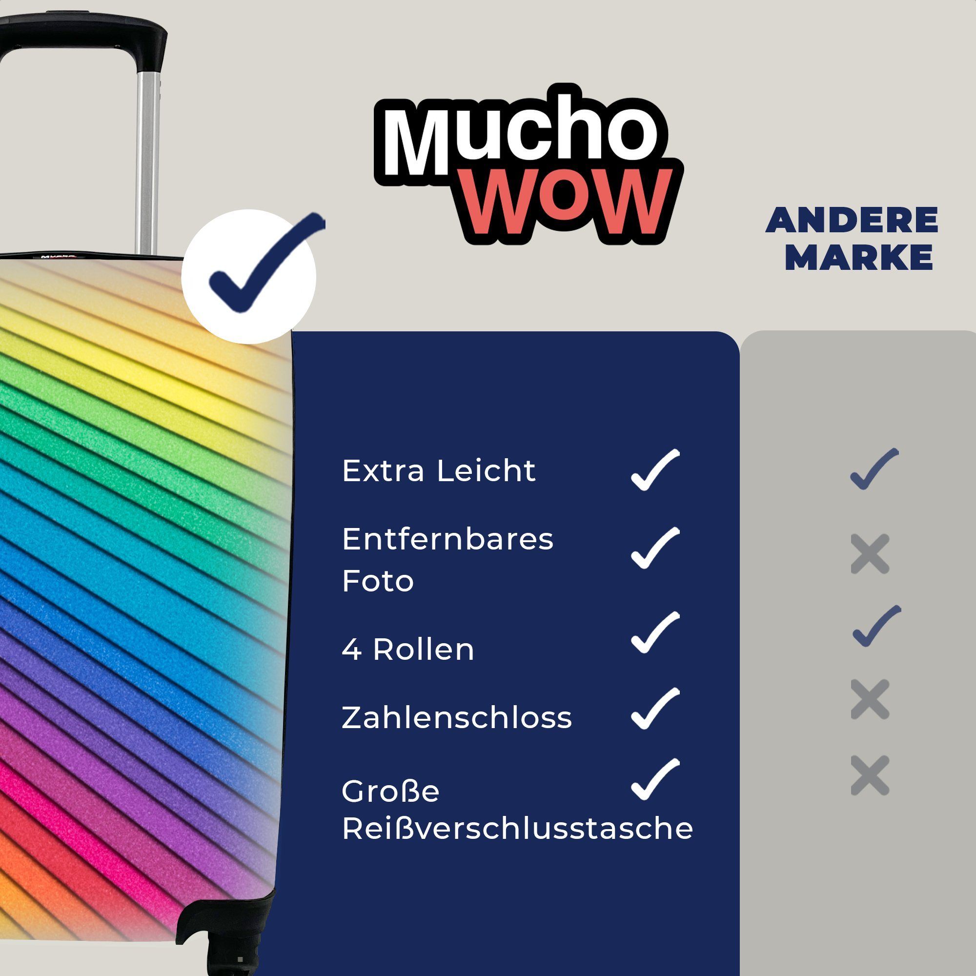 MuchoWow Handgepäckkoffer Regenbogenfarbenes Papier, Rollen, mit 4 für Trolley, Ferien, Reisekoffer Reisetasche rollen, Handgepäck