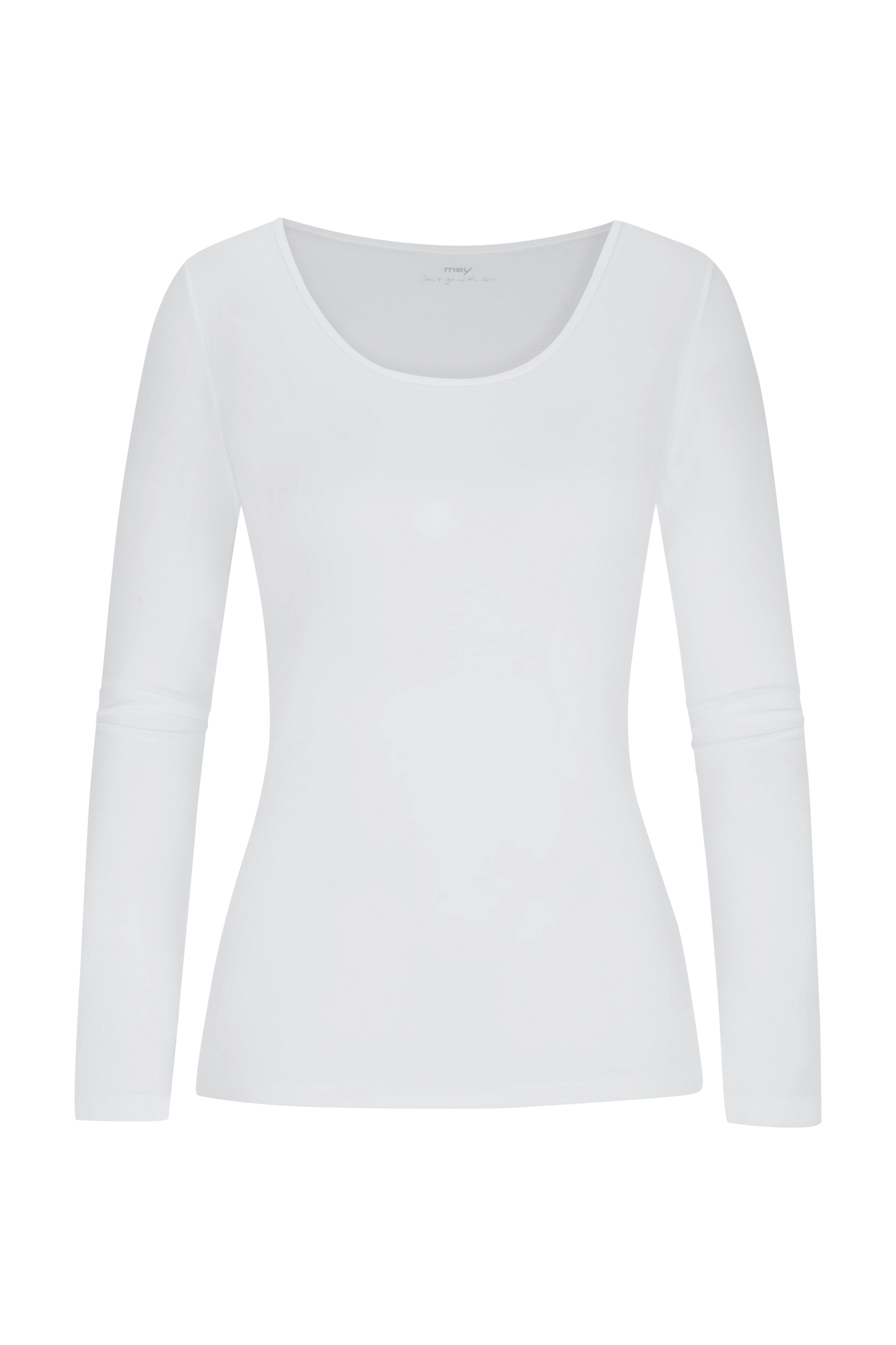 Mey Langarmshirt Cotton Pure Tiefer Rundhalsausschnitt