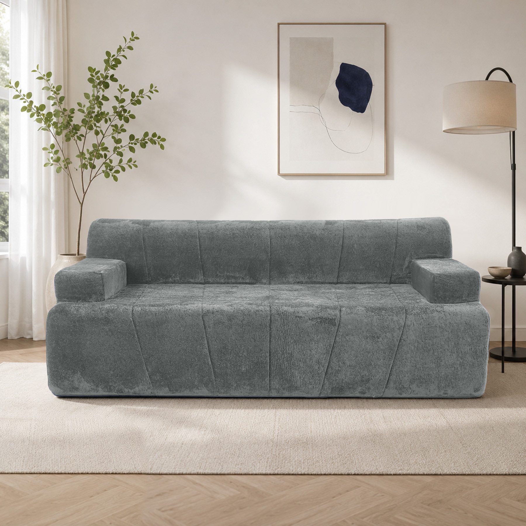 HomeMiYN Ecksofa 178cm L-Form 3-4 Sitzer Modular Ecke sofa für wohnzimmer, Set 1 Teile, Ohne Montage & Vakuumkomprimiert 360kg Belastbar Katzenschutz