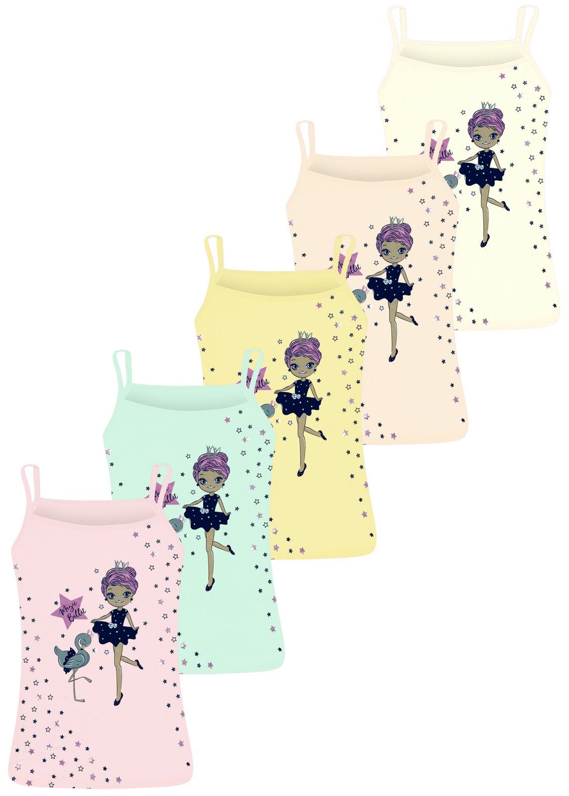 LOREZA Unterhemd 5 Kinder Mädchen Unterhemden Unterwäsche Tank Baumwolle 92-170 (Set, 5-St)