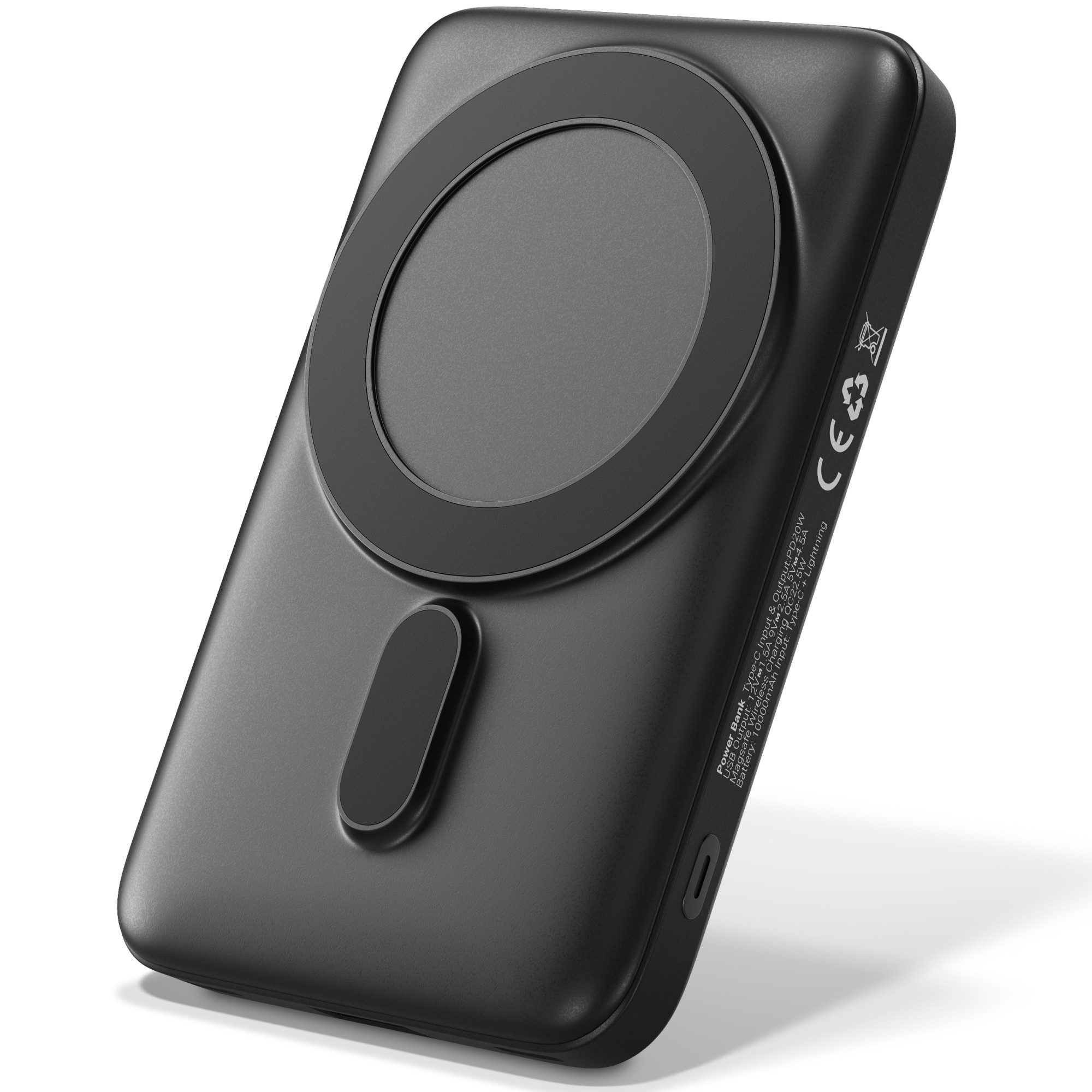 VIESTA Classic 10.000 mAh, 22,5 W Schnelllade, magnetisch, Schwarz Powerbank, 15 W Wireless, PD 20 W, USB-C In/Out, USB-A, Lightning-Eingang