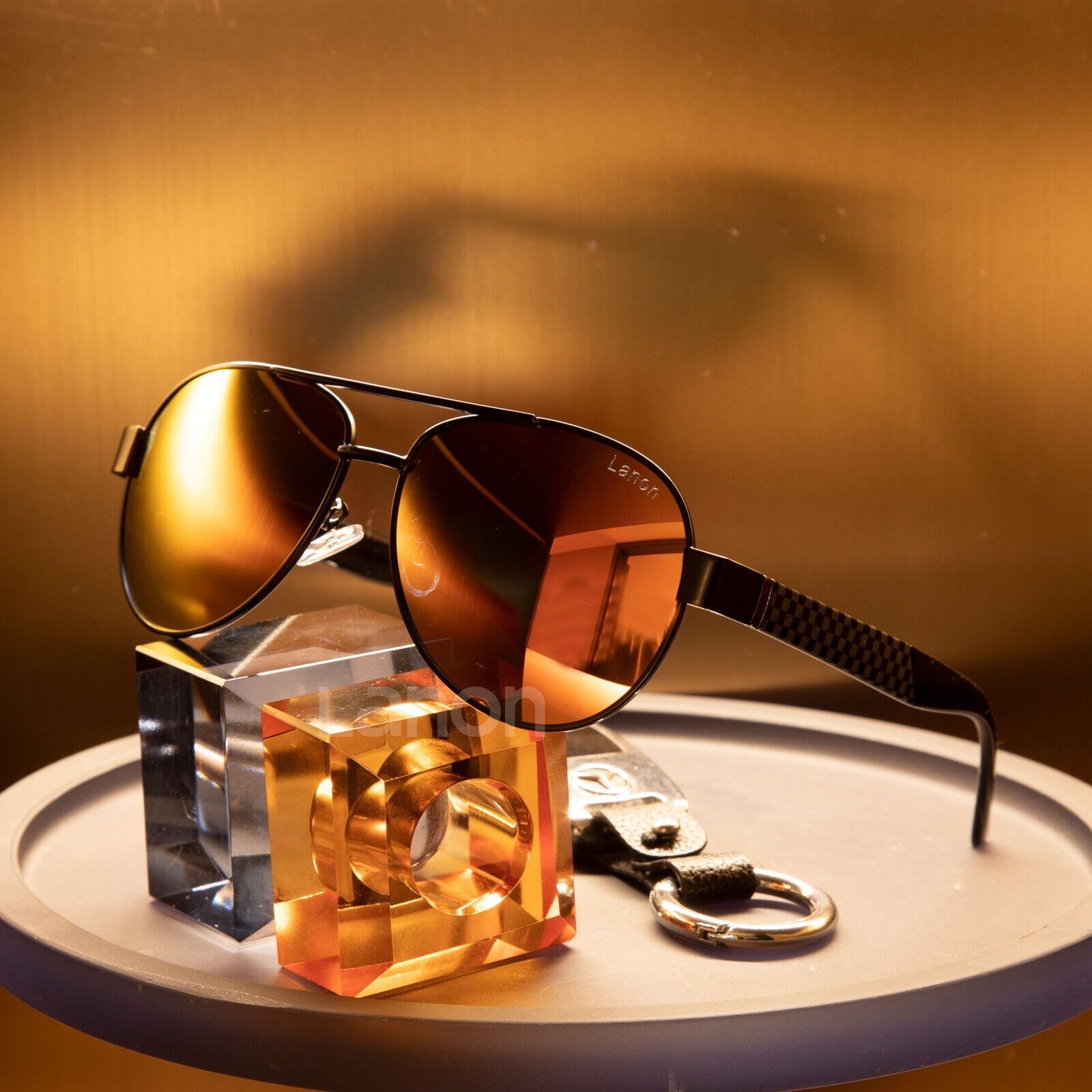 Lamon Sonnenbrille Herren Aluminium Magnesium Polarisiert Sonnenbrille Sportarten UV400 schwarzer Rahmen, rote Linse | Sonnenbrillen