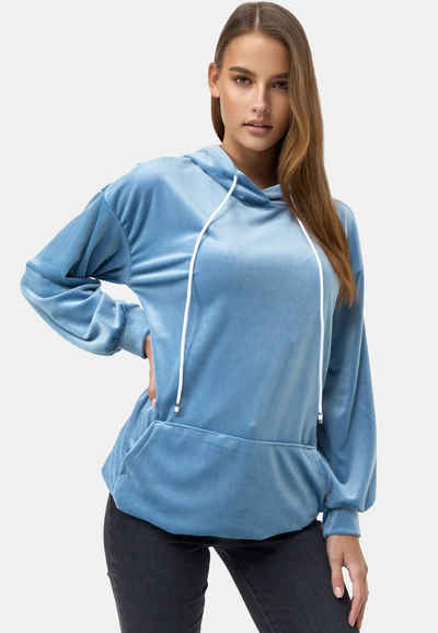 enflame Hoodie Langer Kapuzen Pullover Oversized Hoodie Kleid Velours Sweatshirt (1-tlg) 3873 in Hellblau