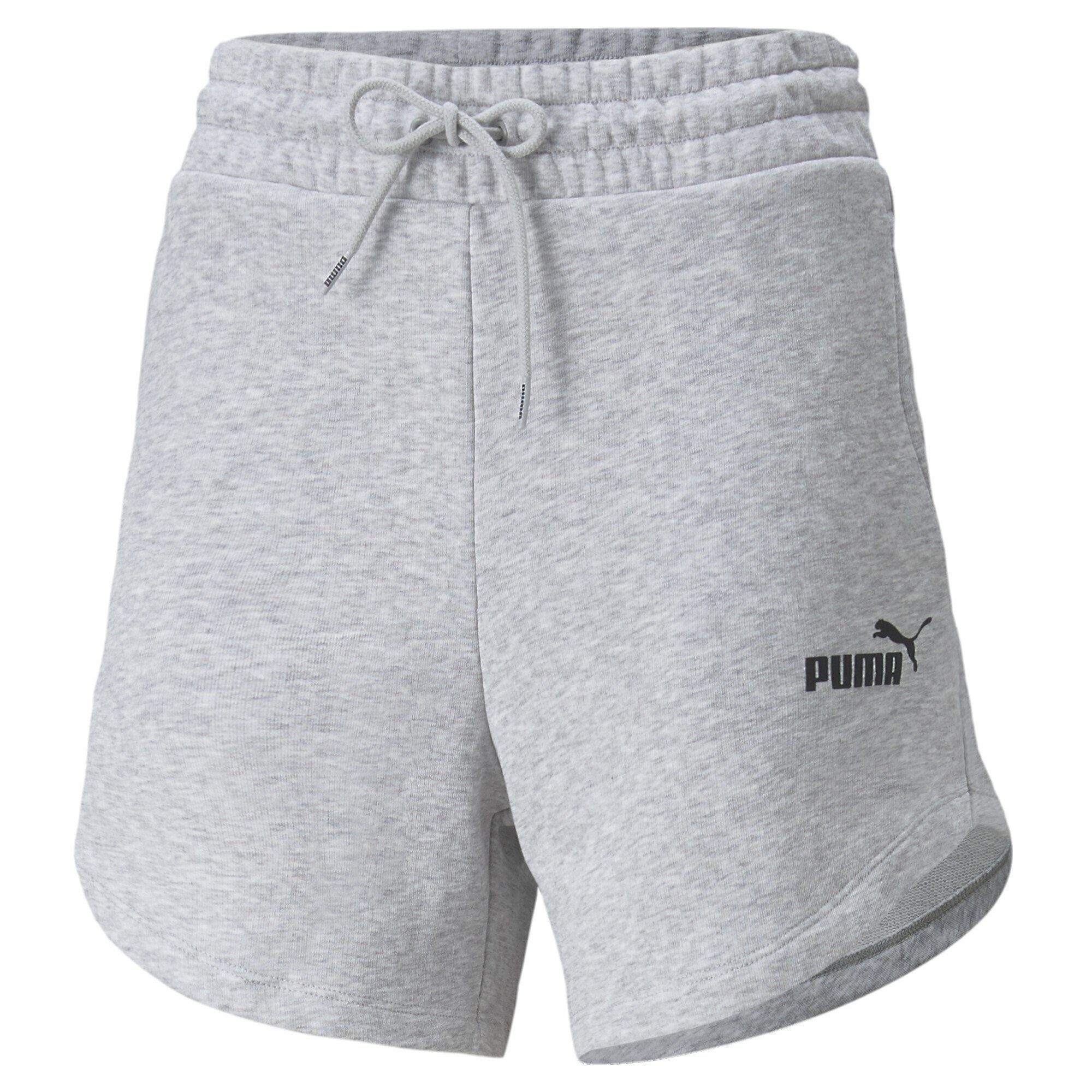 PUMA Sporthose Essentials Hochgeschnittene Shorts Damen Light Gray Heather