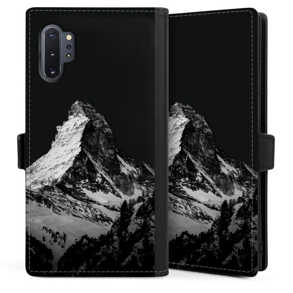 DeinDesign Handyhülle Berg Schnee Alpspitze Snow Capped Mountains Grayscale, Samsung Galaxy Note 10 Plus Hülle Handy Flip Case Wallet Cover