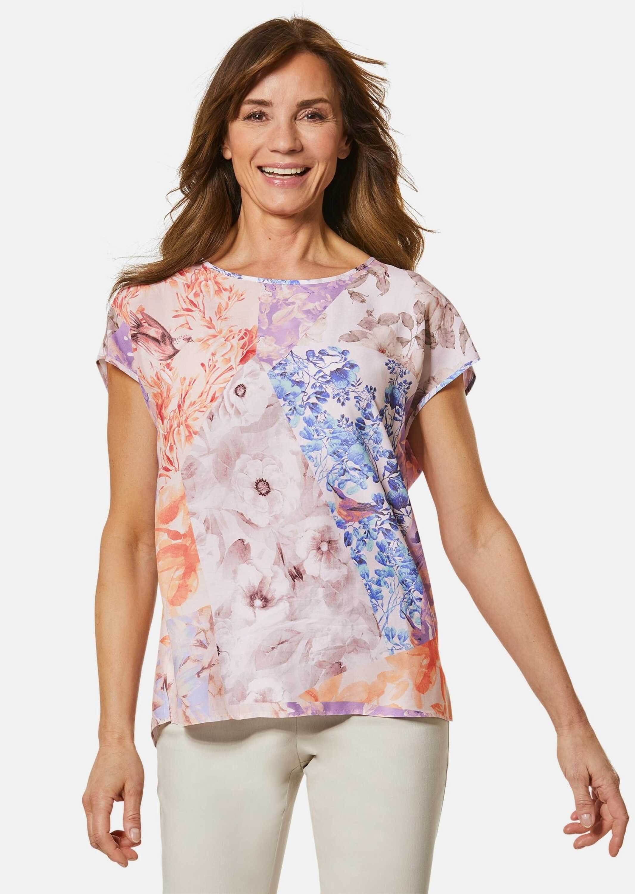 GOLDNER Shirtbluse Druckbluse mit leichtem Glanz