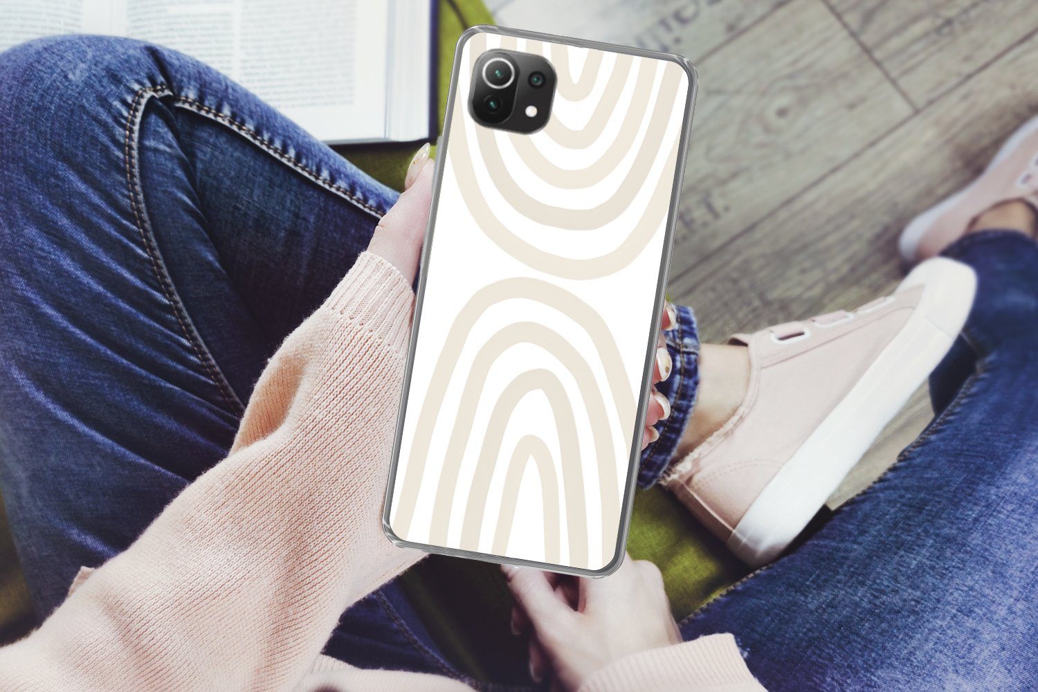 MuchoWow Handyhülle für Xiaomi Mi 11 Lite Regenbogen - Pastell - Design - Abstrakt, Phone Case, Silikon, Schutzhülle Dünn